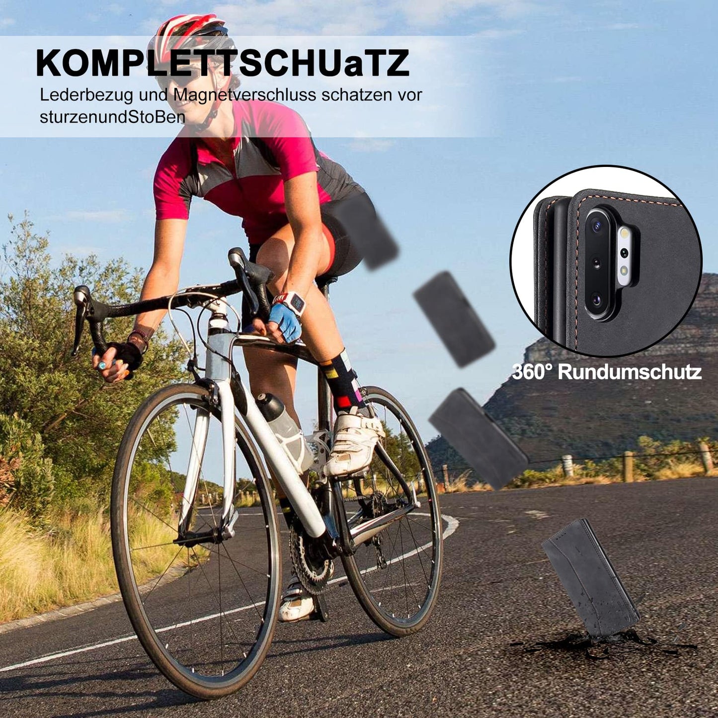 S. Dawezo Hülle für Samsung Galaxy S22 Plus, Premium Leder magnetische Handyhülle mit Ständer, Kartenfach und Brieftasche, Shock Absorbing, kompatibel mit Samsung S22 Plus-Kaffee