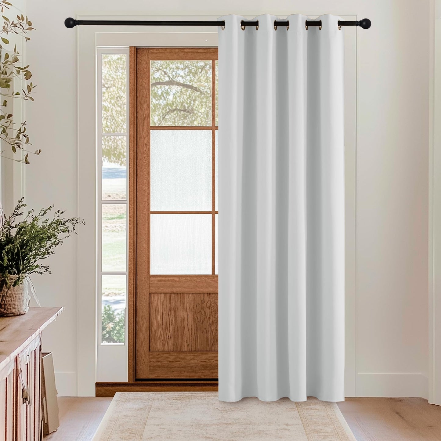 KGORGE Blackout Curtain Grey with Eyelets Door Curtain 200 cm Long - 1 Piece H 200 x W 140 cm Thermal Curtain Front Door Curtains Opaque Living Room Door Curtain Darkening Curtains Blackout