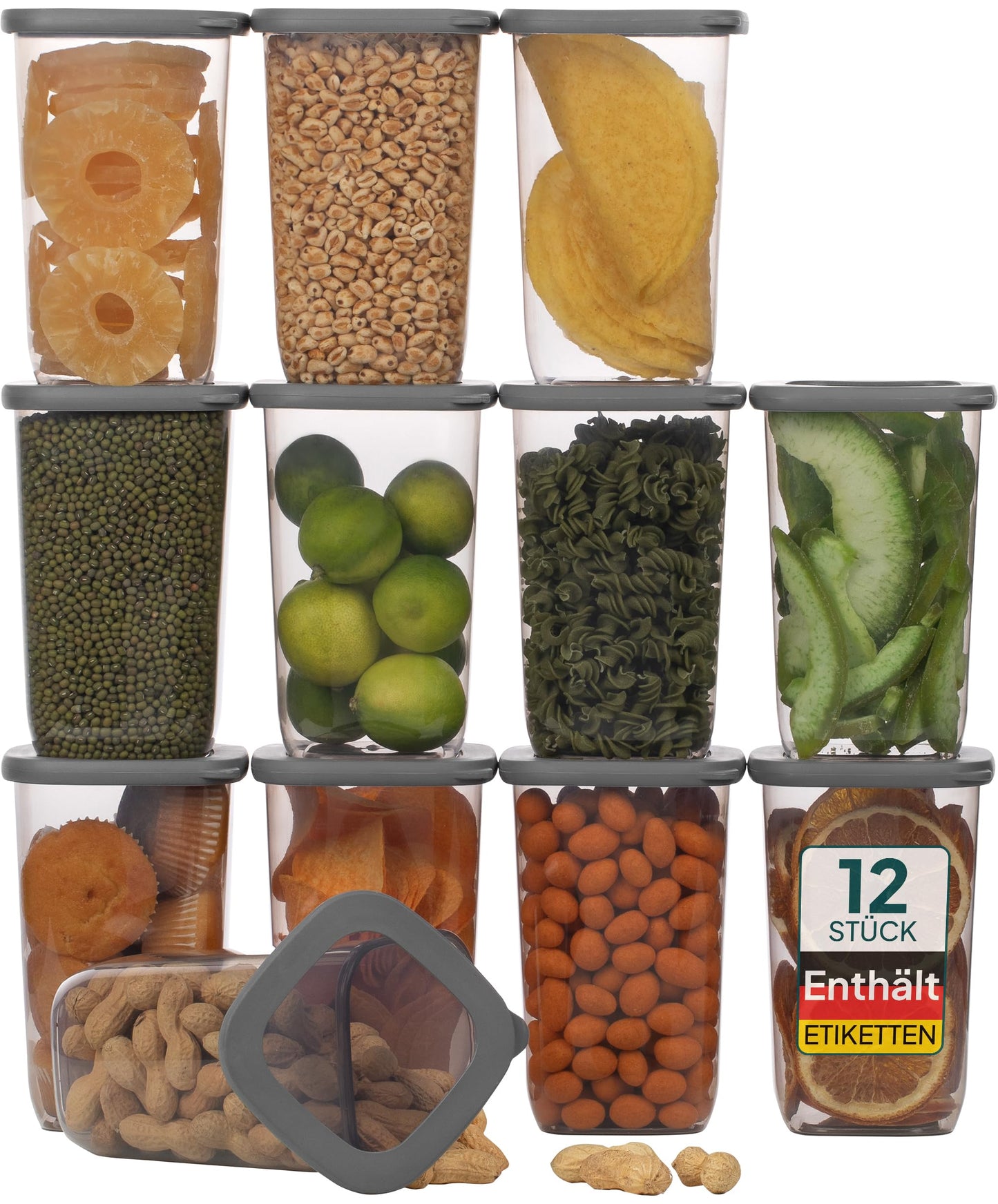 uandu Vorratsdosen mit Deckel Luftdicht - 12er Vorratsbehälter Set | Aufbewahrungsbox Küche Aufbewahrung & Organisation | BPA Frei | Küchen Organizer | Vorratsdosen für alle trockenen Lebensmittel