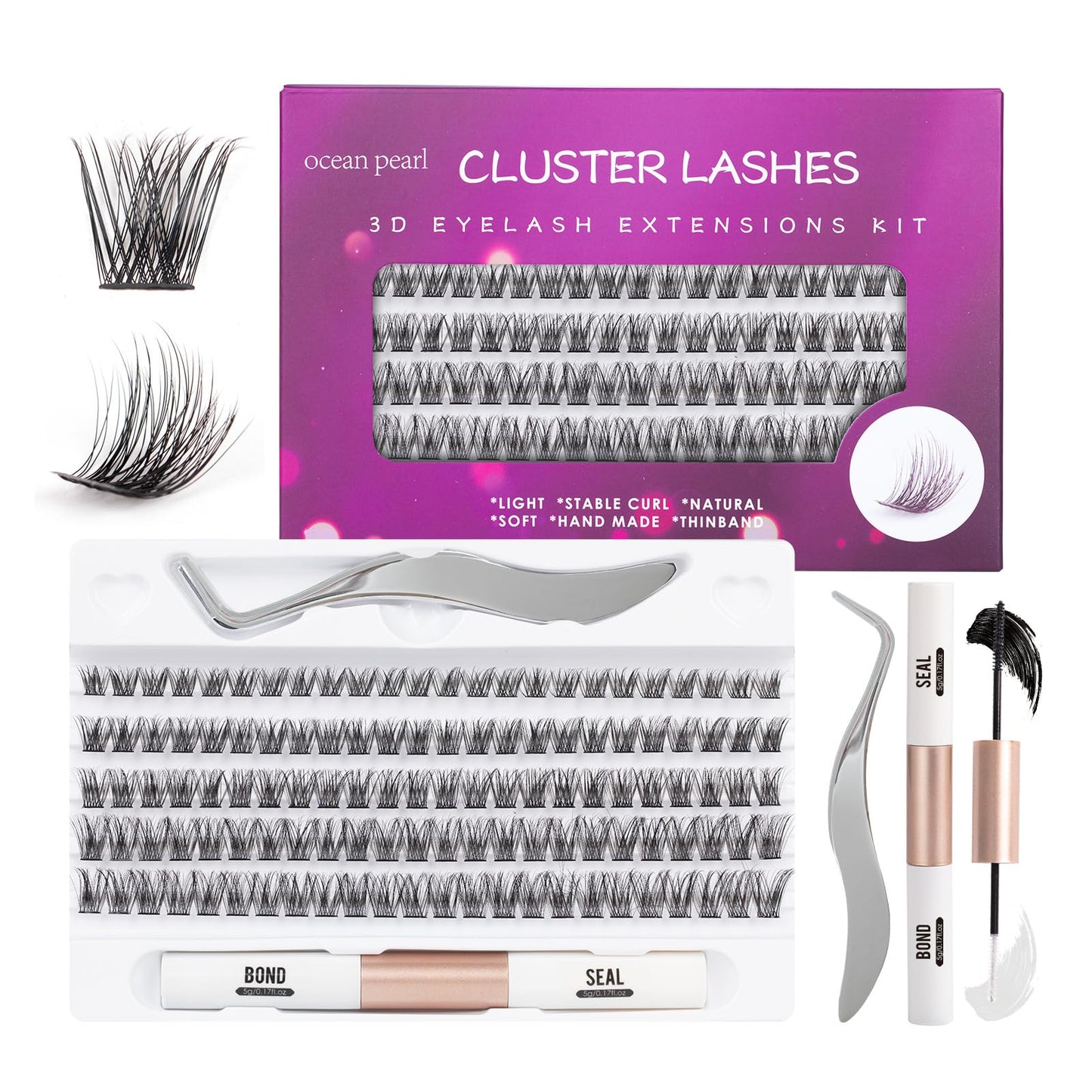 Wimpern Extensions 120 Büschel DIY Lash Extension Set Einzelne Wimpern mit Wimpernkleber und Pinzette für Anfänger Wimpernverlängerung zu Hause Individual Lashes 10-16mm C/D Curl - OP01