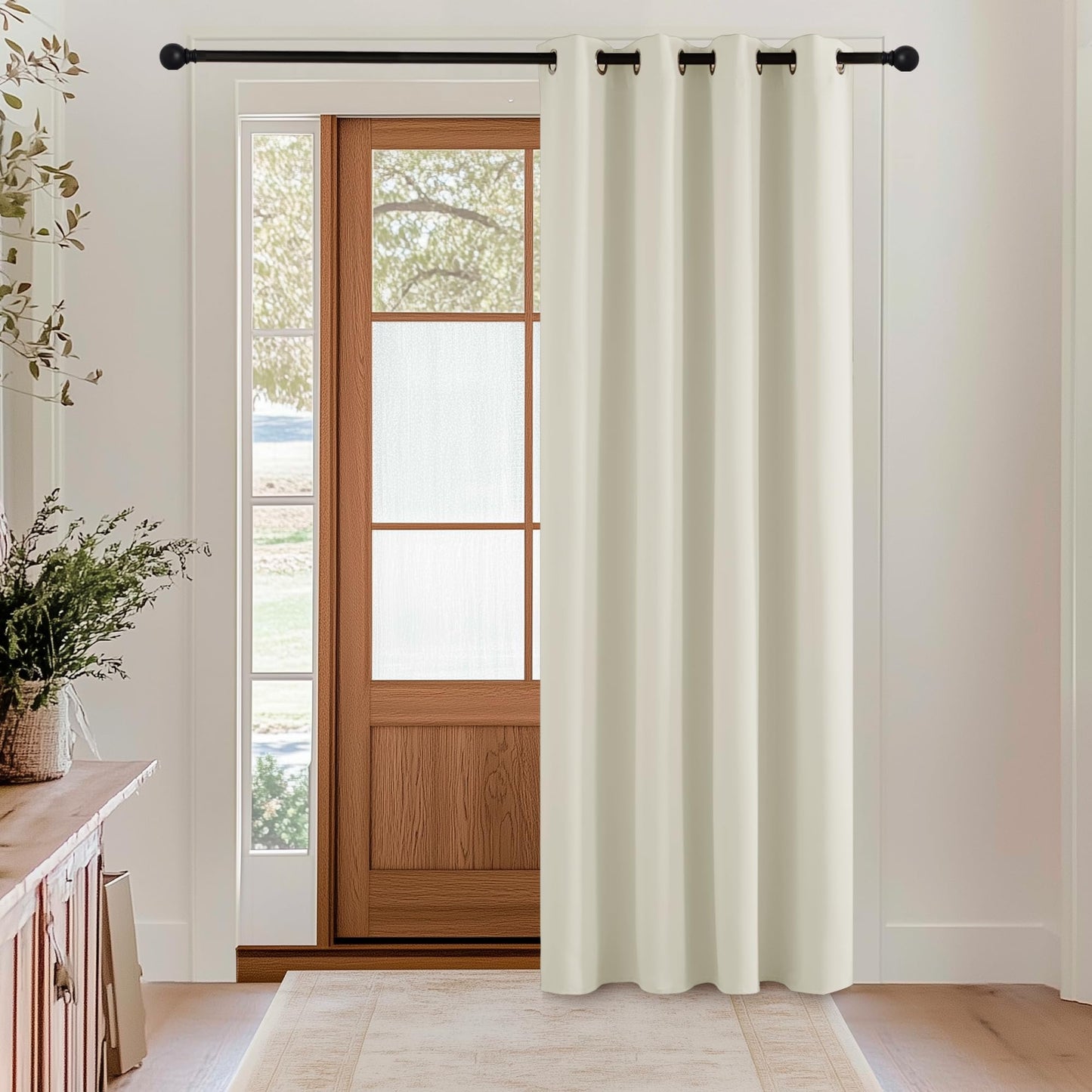 KGORGE Blackout Curtain Grey with Eyelets Door Curtain 200 cm Long - 1 Piece H 200 x W 140 cm Thermal Curtain Front Door Curtains Opaque Living Room Door Curtain Darkening Curtains Blackout