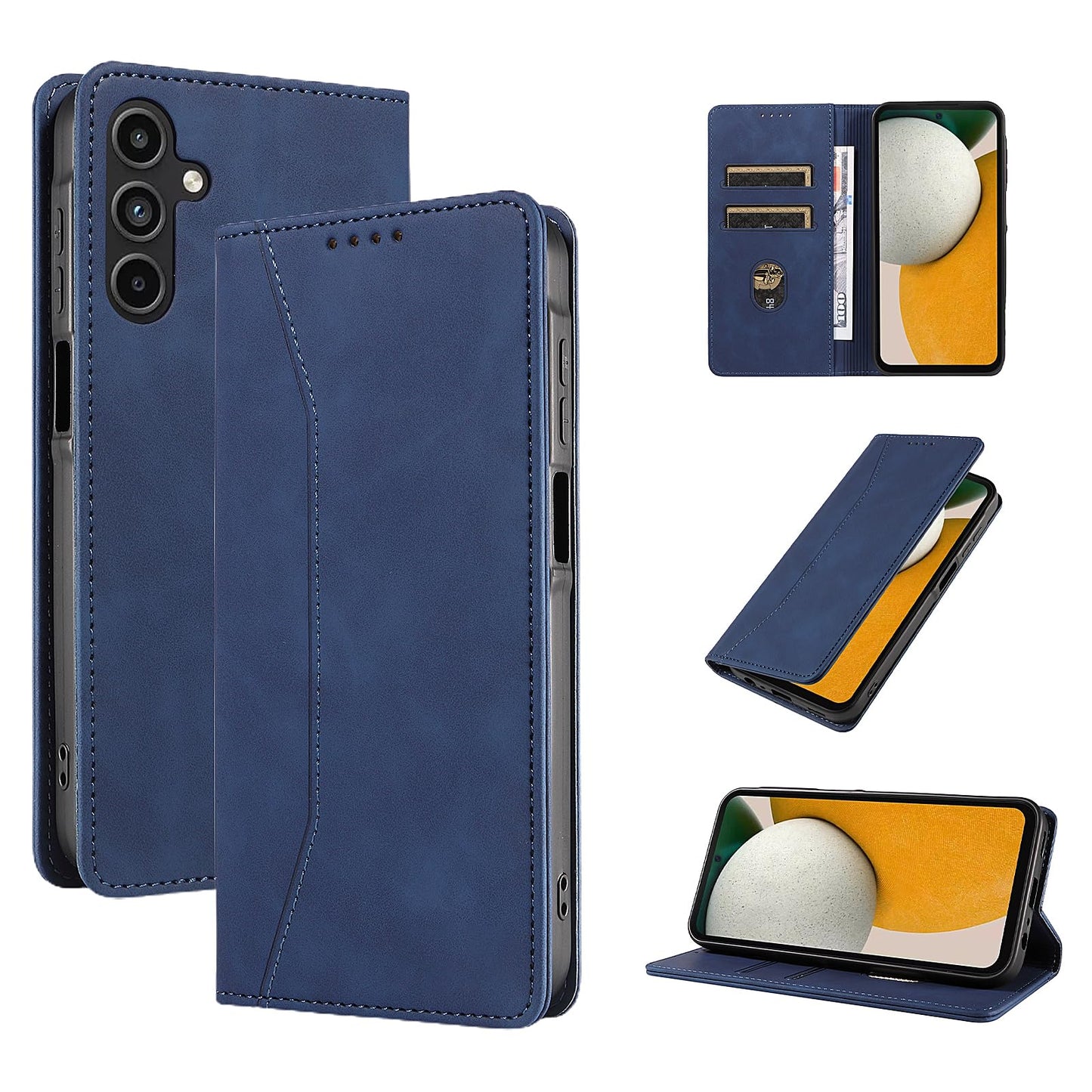 S. Dawezo Hülle für Samsung Galaxy S22 Plus, Premium Leder magnetische Handyhülle mit Ständer, Kartenfach und Brieftasche, Shock Absorbing, kompatibel mit Samsung S22 Plus-Kaffee