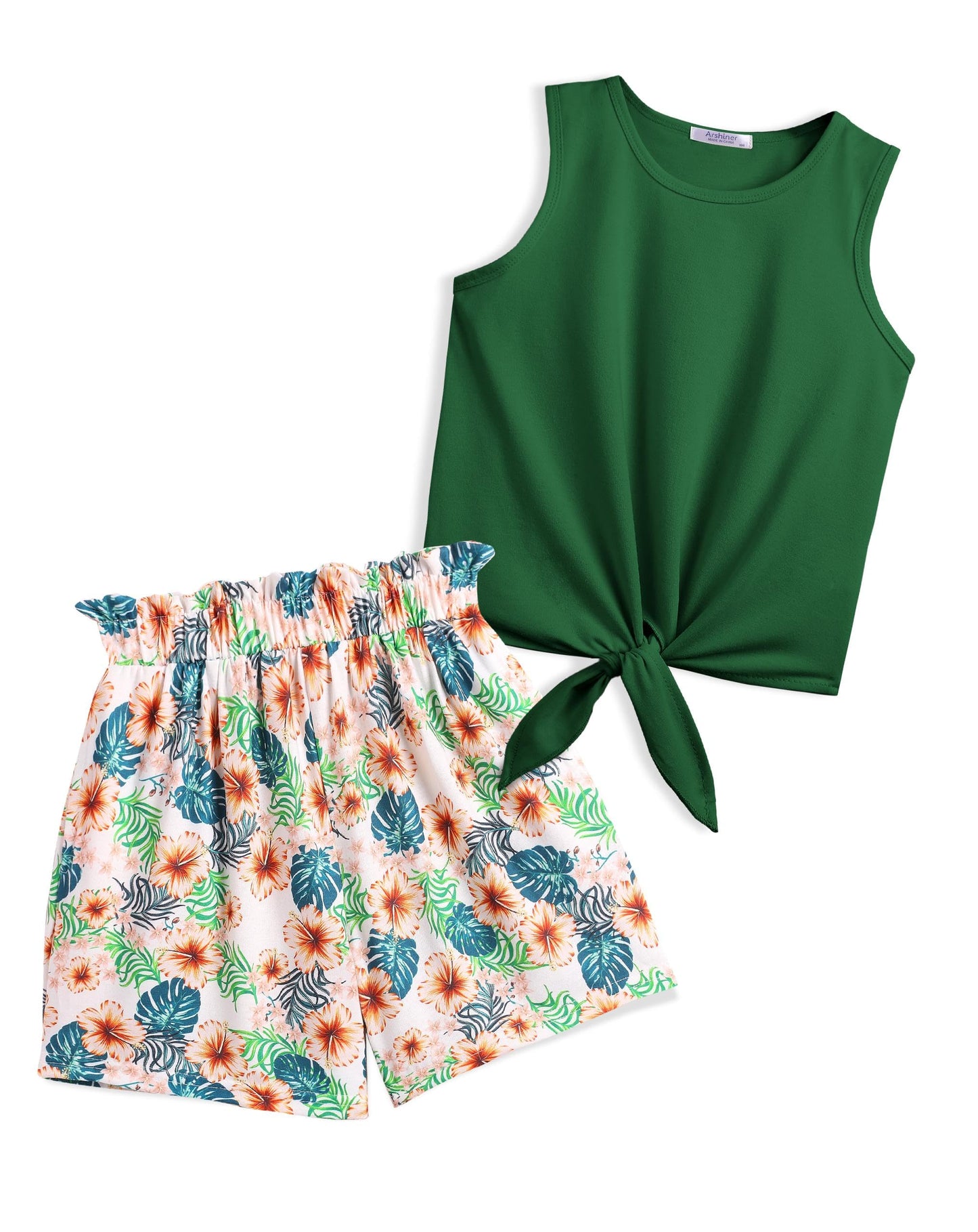 Arshiner Mädchen Tanktops mit Shorts Set Kinder Sommer Bekleidungssets Lässige Mode Ärmelloses T-Shirts Kleidung Sets für Mädchen