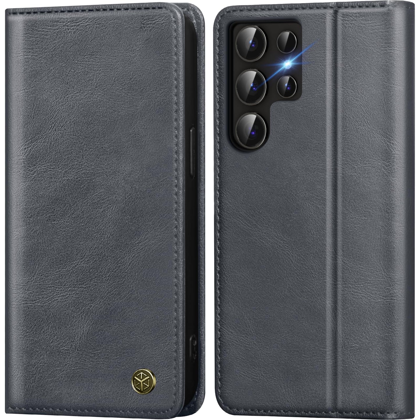GUCASBE Handyhülle für Samsung Galaxy S24 Ultra Hülle, Premium Lederhülle Klappbar Flip Case RFID Schutzhülle Kartenfach Standfunktion Klapphülle Handytasche für Samsung Galaxy S24 Ultra - Schwarz