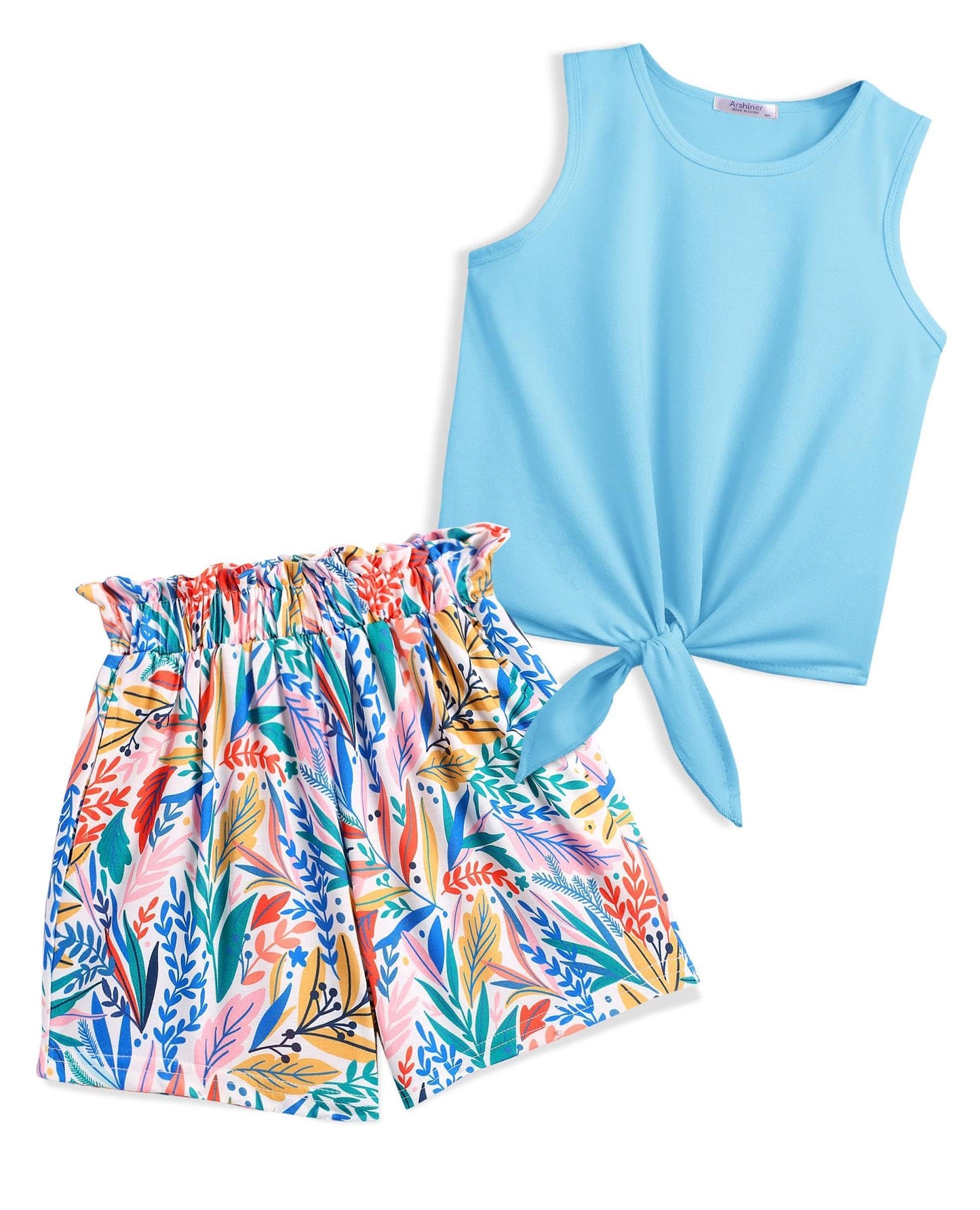 Arshiner Mädchen Tanktops mit Shorts Set Kinder Sommer Bekleidungssets Lässige Mode Ärmelloses T-Shirts Kleidung Sets für Mädchen
