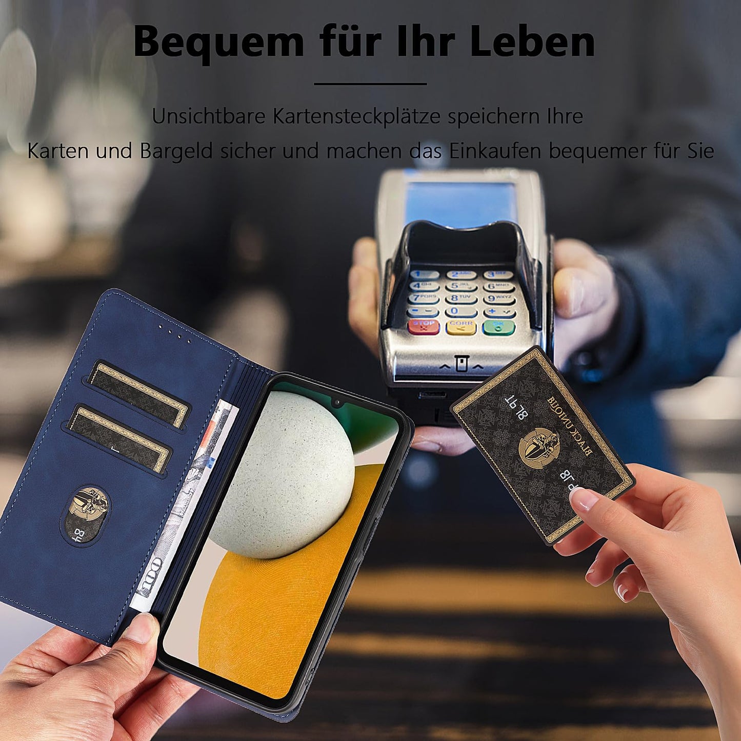 S. Dawezo Hülle für Samsung Galaxy S22 Plus, Premium Leder magnetische Handyhülle mit Ständer, Kartenfach und Brieftasche, Shock Absorbing, kompatibel mit Samsung S22 Plus-Kaffee