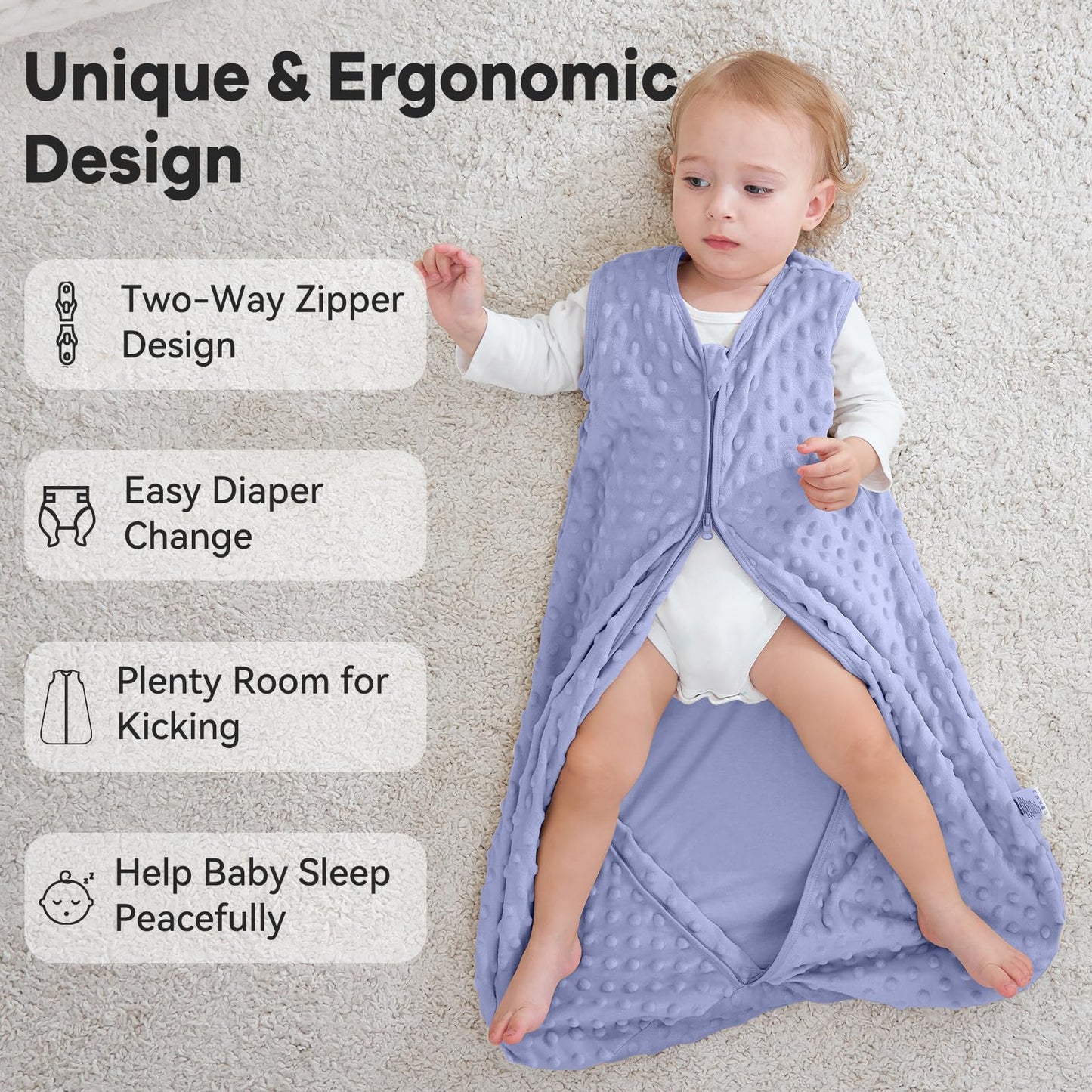 Unnivoll Schlafsack Baby 1.5 Tog Babyschlafsack 0-6 Monate 2er Pack Schlafsack Winter Herbst 67 cm für Jungen Mädchen Neugeborene Kaffee
