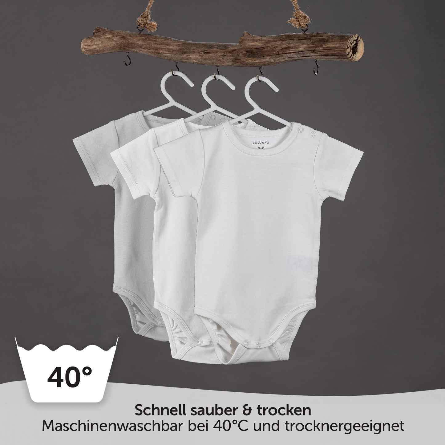 LaLoona Body Kurzarm 3er Pack - Set Baby Kurzarmbodys aus Baumwolle, ÖkoTex Standard 100 geprüft