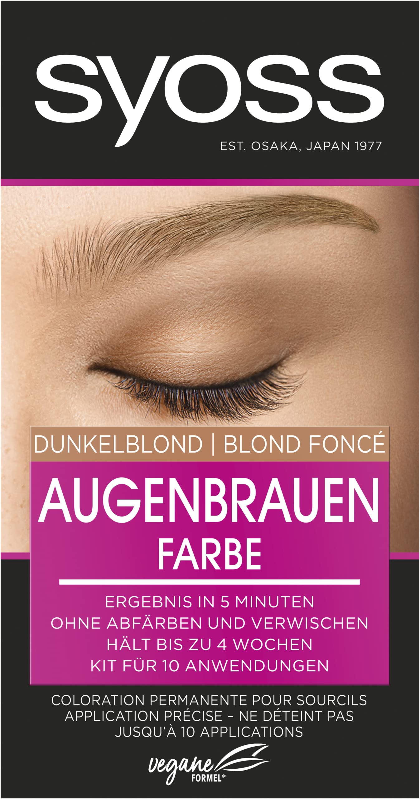 Syoss Augenbrauen Kit Augenbrauenfarbe 4-1 Dunkelbraun Stufe 3 (17 ml), Augenbrauen färben für einen natürlichen Look und ein langanhaltendes Ergebnis