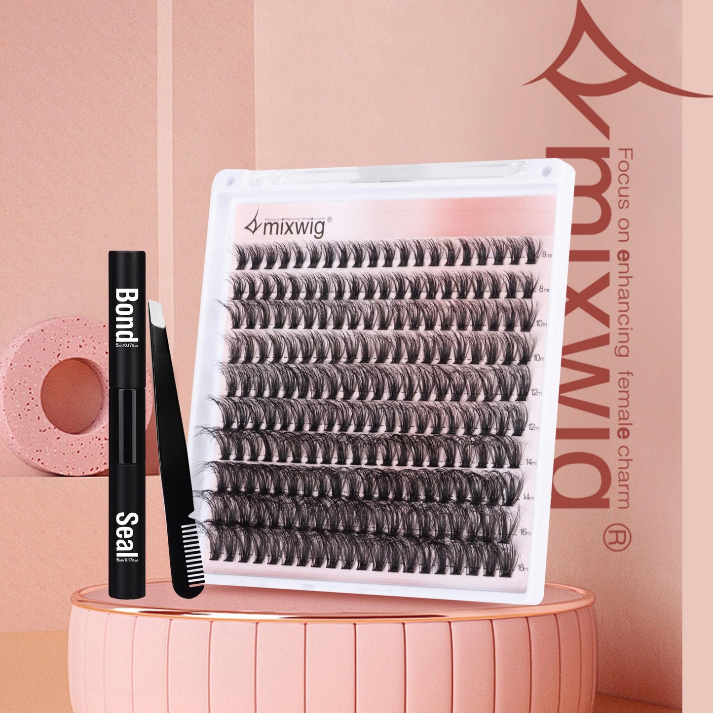 Wimpern Extensions Set Künstliche Wimpern Natürliche DIY Wimpernverlängerung Cluster Wimpern 16MM Individuelle Lashes Kit 40D Nerz Wimpern Fluffy mit Lash Bond und Seal Lash Tweezers