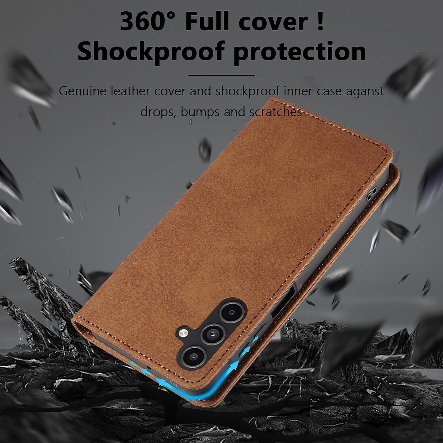 S. Dawezo Hülle für Samsung Galaxy S22 Plus, Premium Leder magnetische Handyhülle mit Ständer, Kartenfach und Brieftasche, Shock Absorbing, kompatibel mit Samsung S22 Plus-Kaffee