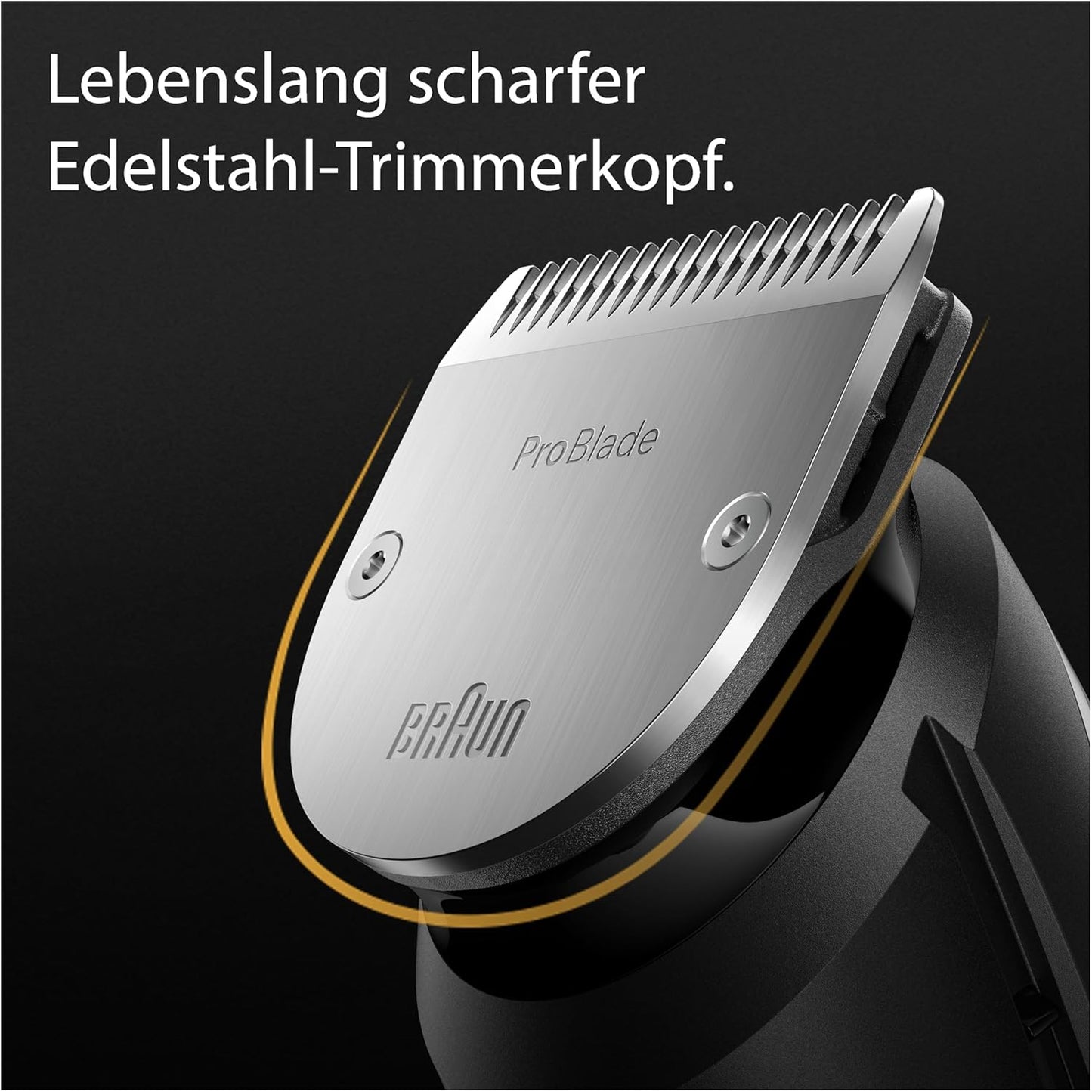 Braun Barttrimmer, Bartschneider/Trimmer/Haarschneider Herren, Haarschneidemaschine Profi, 40 Einstellungen, Ladestation, Reiseetui, Bartschablone, 180 Min. kabellose Laufzeit, BT9440