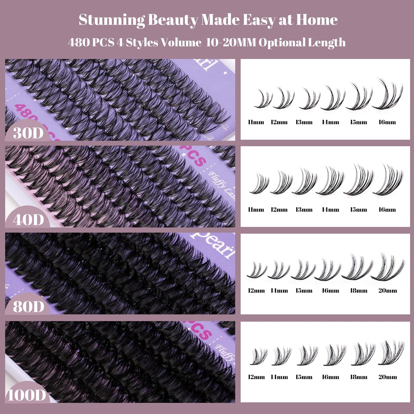Wimpern Extensions 120 Büschel DIY Lash Extension Set Einzelne Wimpern mit Wimpernkleber und Pinzette für Anfänger Wimpernverlängerung zu Hause Individual Lashes 10-16mm C/D Curl - OP01