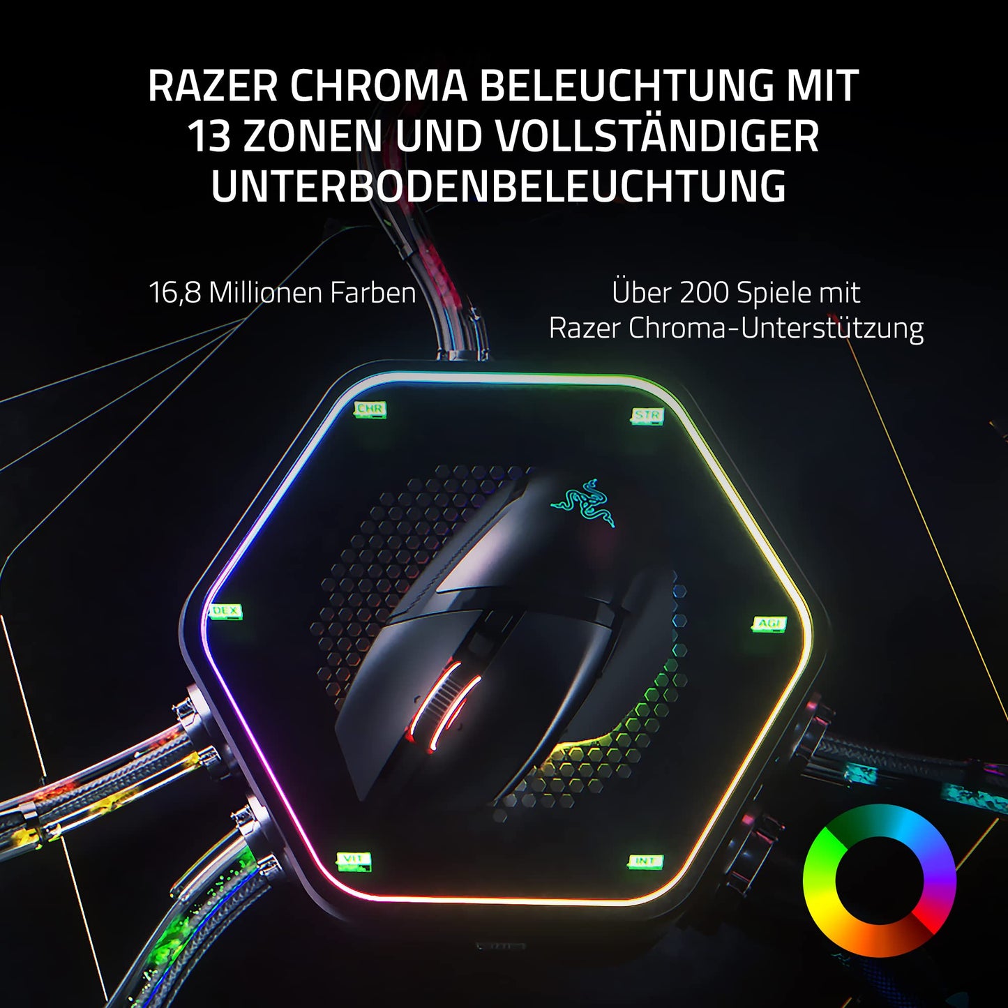 Razer Basilisk V3 - Kabelgebundene, anpassbare Gaming Maus mit Chroma RGB für PC/Mac (10+1 programmierbare Tasten, neigbares HyperScroll Mausrad, ergonomisches Design) Schwarz
