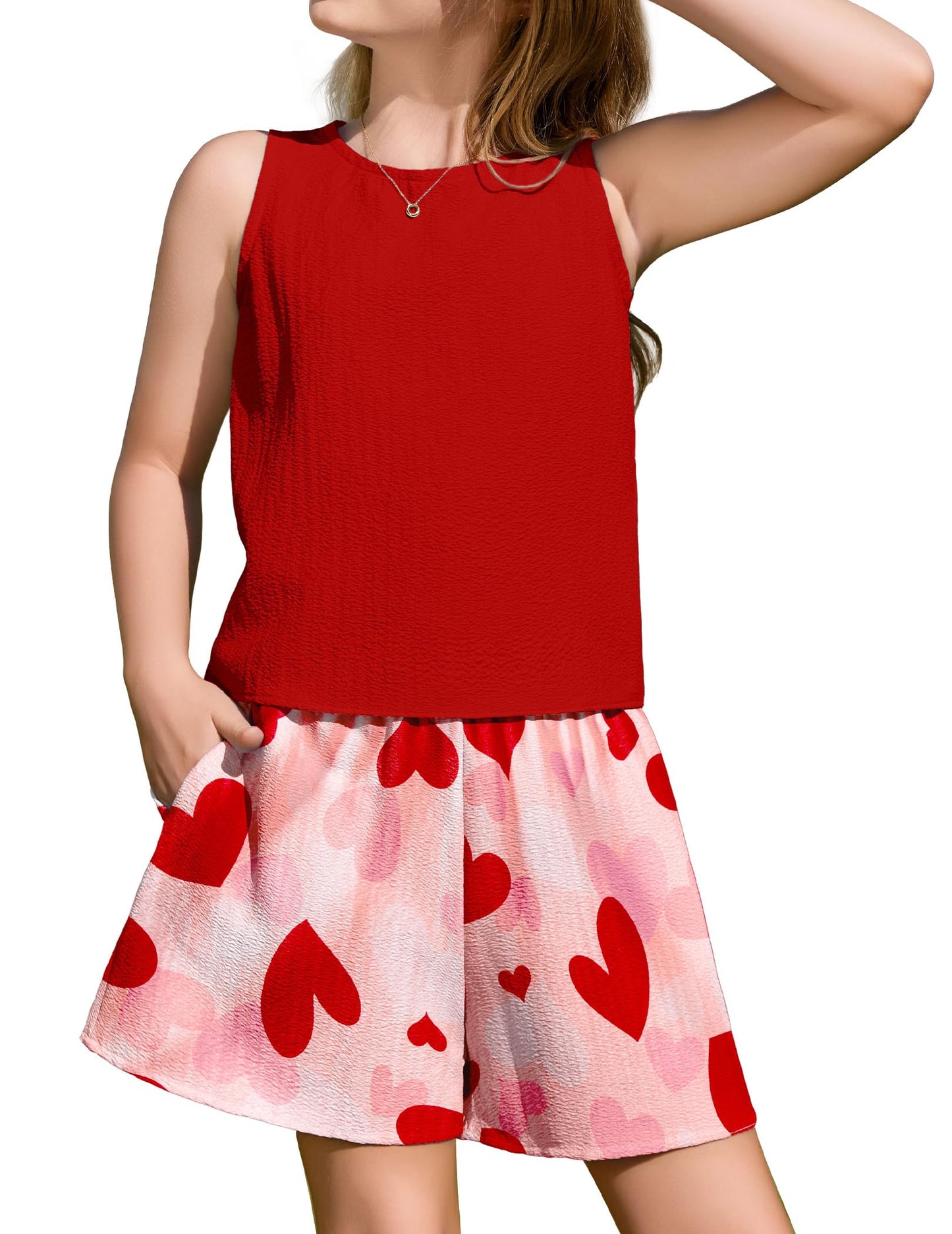 Arshiner Bekleidungssets Mädchen Sommer Lässige Mode Kinder Zweiteilig Kleidung Sets Shorts Einfarbig Tanktop und Shorts Sets Kinder 2-teiliges Strand-Outfits 5-13 Jahre