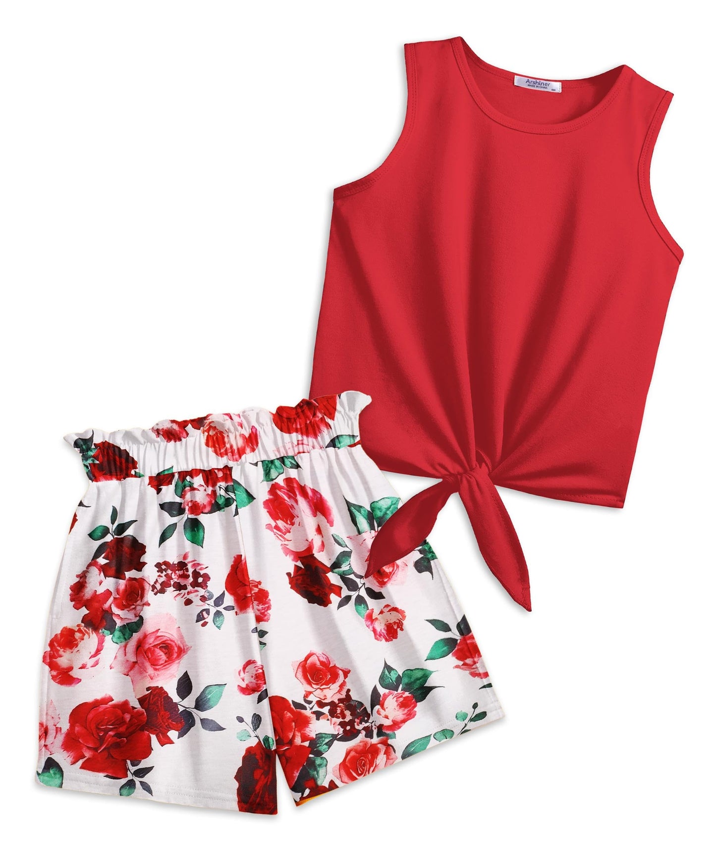 Arshiner Mädchen Tanktops mit Shorts Set Kinder Sommer Bekleidungssets Lässige Mode Ärmelloses T-Shirts Kleidung Sets für Mädchen