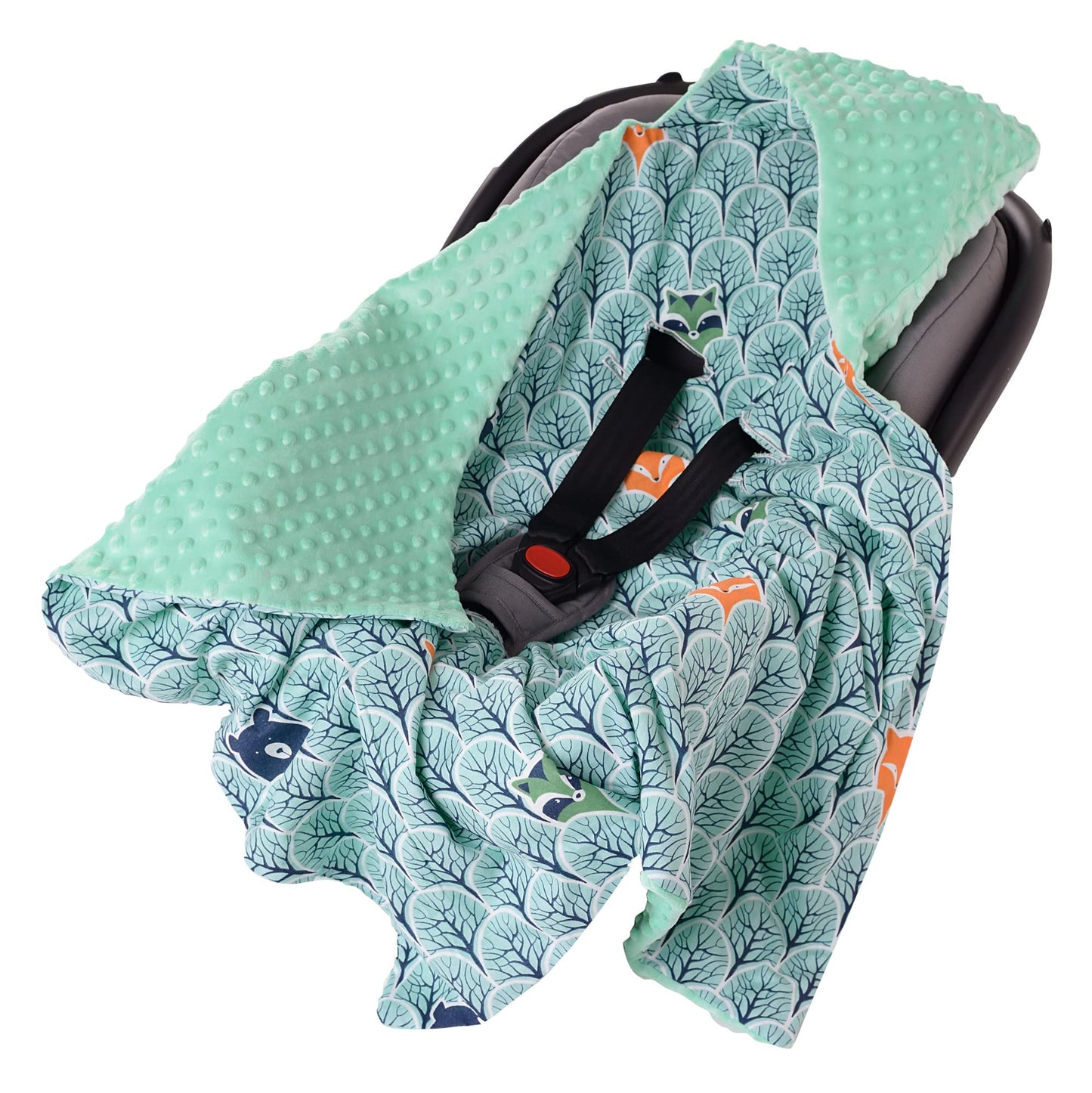 Medi Partners Einschlagdecke Baby Babyschale 100% Baumwolle für Sommer 85x85cm Kinderwagen Kuscheldecke universal Baby Decke Einschlagdecken Babydecke Buggy Autositz (weiße Sterne mit grauen Minky