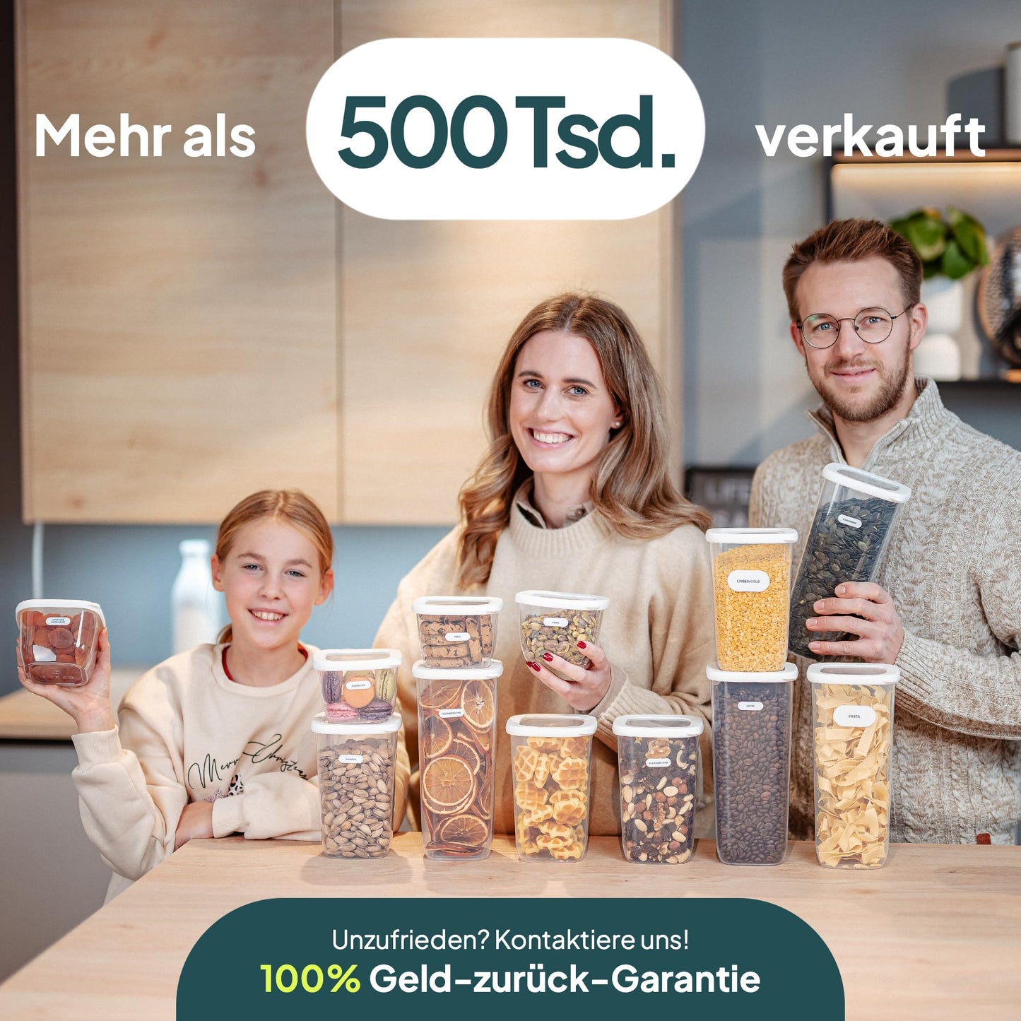 uandu Vorratsdosen mit Deckel Luftdicht - 12er Vorratsbehälter Set | Aufbewahrungsbox Küche Aufbewahrung & Organisation | BPA Frei | Küchen Organizer | Vorratsdosen für alle trockenen Lebensmittel