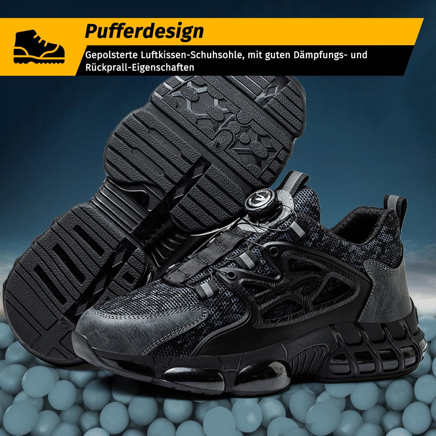 FOGOIN Sicherheitsschuhe Herren S3 Explorer 3.0 Sportliche Arbeitsschuhe Leicht Trends Drehknopf Anti-Smash und Anti-Punktur Arbeit Versicherung Schuhe Unisex