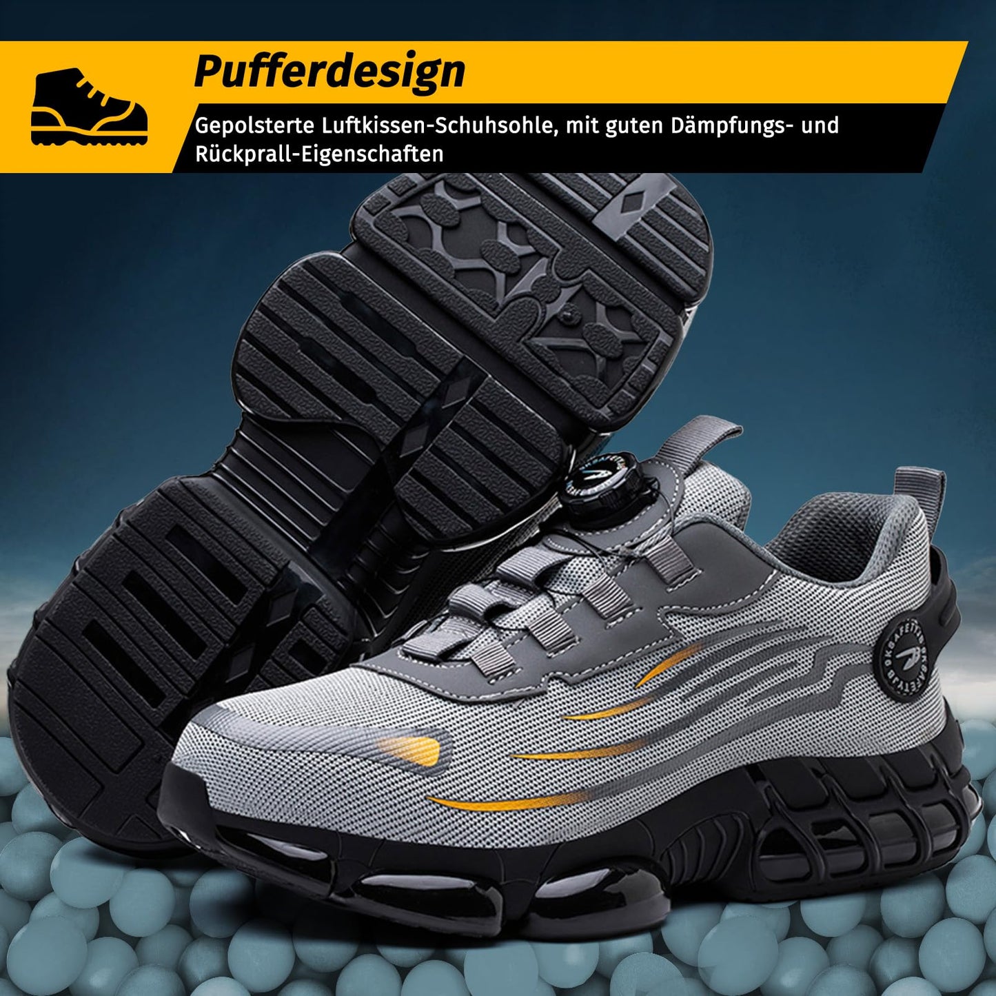FOGOIN Sicherheitsschuhe Herren S3 Explorer 3.0 Sportliche Arbeitsschuhe Leicht Trends Drehknopf Anti-Smash und Anti-Punktur Arbeit Versicherung Schuhe Unisex