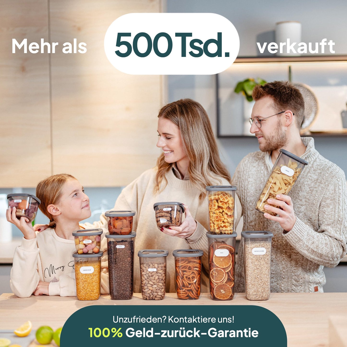 uandu Vorratsdosen mit Deckel Luftdicht - 12er Vorratsbehälter Set | Aufbewahrungsbox Küche Aufbewahrung & Organisation | BPA Frei | Küchen Organizer | Vorratsdosen für alle trockenen Lebensmittel