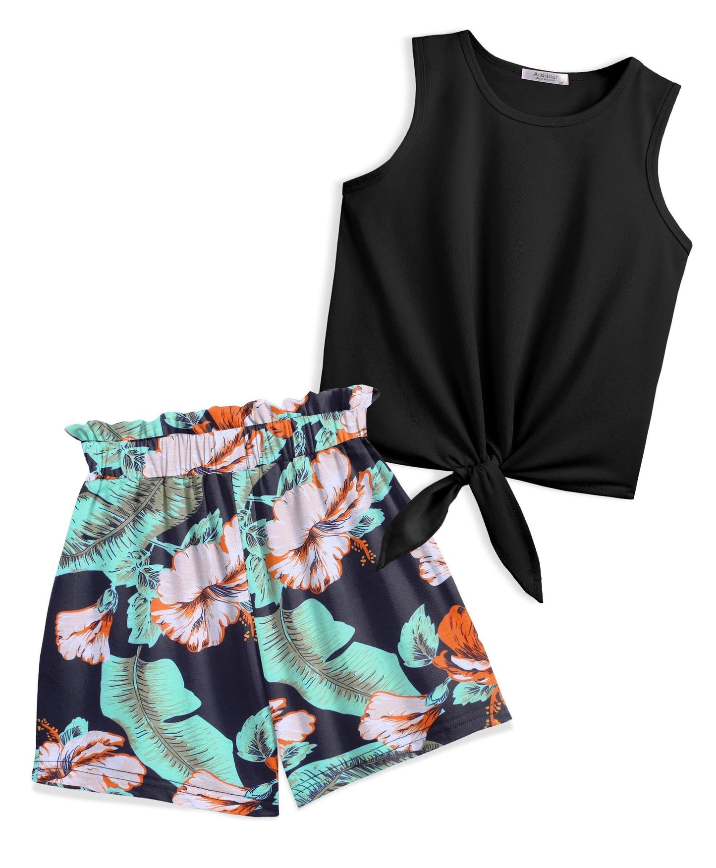 Arshiner Mädchen Tanktops mit Shorts Set Kinder Sommer Bekleidungssets Lässige Mode Ärmelloses T-Shirts Kleidung Sets für Mädchen