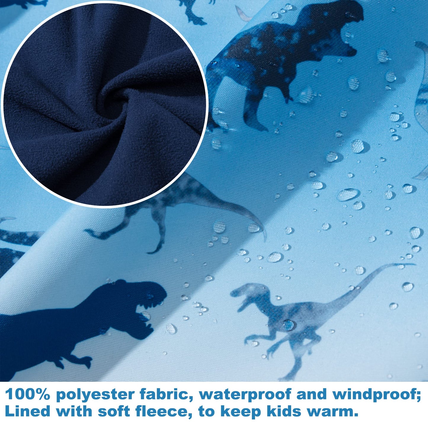 Regenjacke Kinder, Kapuzen Outdoor Wasserdichte Jacke Jungen Softshelljacke Kinder Fleecefütterung Übergangsjacke Gefütterte Regenjacke Regenmantel mit Kapuze 9-10 Jahre