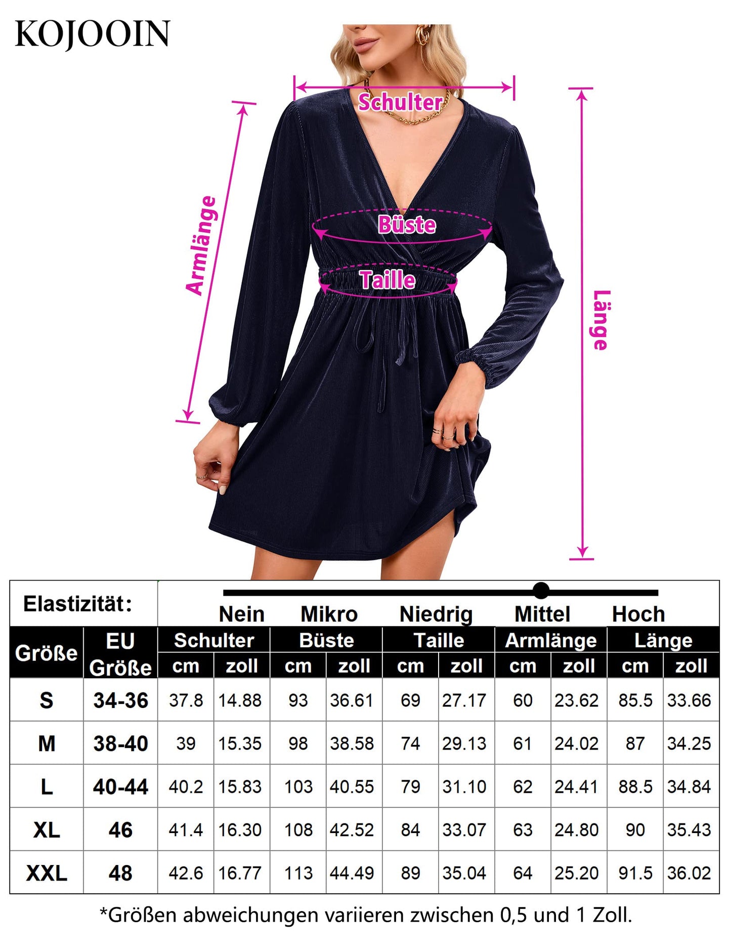 KOJOOIN Damen Samtkleid Causal Velvet Retro Kleid Elegant Abendkleid Sexy V Ausschnitt Partykleid Cocktailkleid Winterkleid(MEHRWEG-Verpackung)