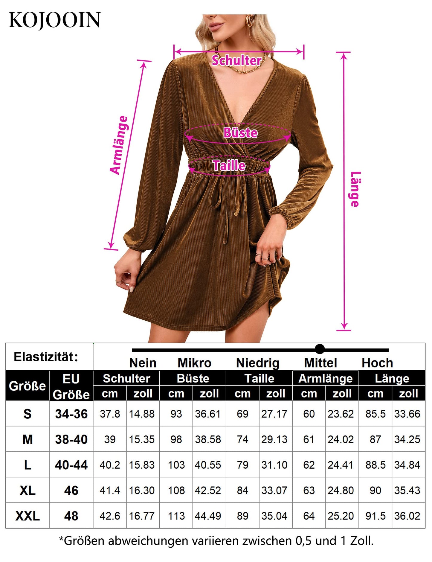 KOJOOIN Damen Samtkleid Causal Velvet Retro Kleid Elegant Abendkleid Sexy V Ausschnitt Partykleid Cocktailkleid Winterkleid(MEHRWEG-Verpackung)