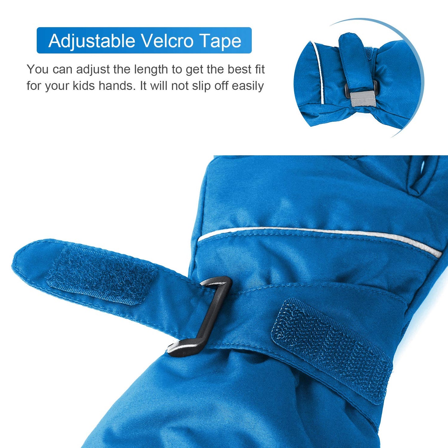ThxToms Children's Ski Gloves, Winter Ski Gloves, -15°C, Windproof, Waterproof, Warm, Oxford Palm, Thickened for Cold Weather, Outdoor Sports, Snowboarding, Skiing, for Boys and Girls