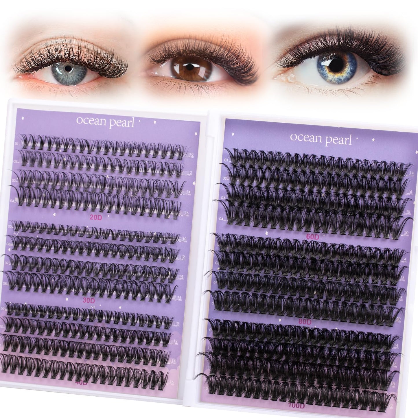 Wimpern Extensions 120 Büschel DIY Lash Extension Set Einzelne Wimpern mit Wimpernkleber und Pinzette für Anfänger Wimpernverlängerung zu Hause Individual Lashes 10-16mm C/D Curl - OP01