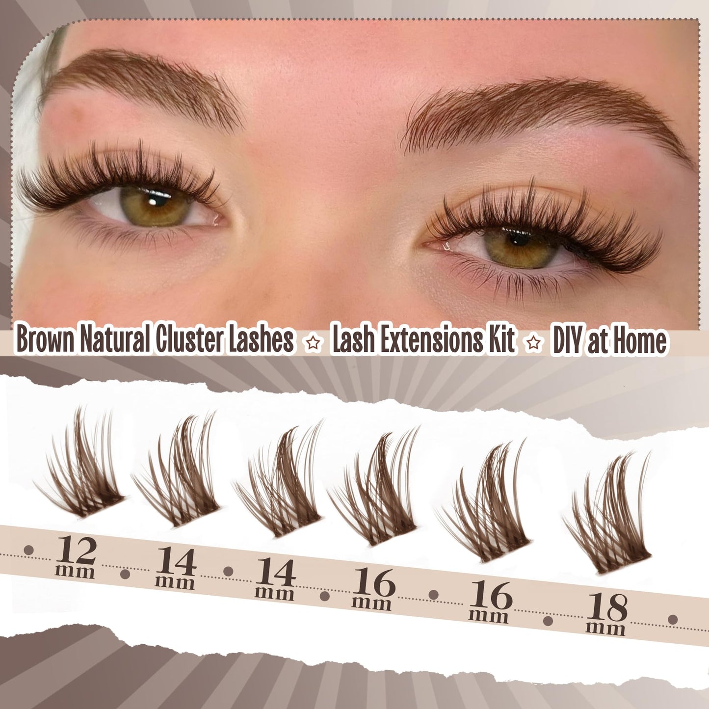 Wimpern Extensions Set Künstliche Wimpern Natürliche DIY Wimpernverlängerung Cluster Wimpern 16MM Individuelle Lashes Kit 40D Nerz Wimpern Fluffy mit Lash Bond und Seal Lash Tweezers