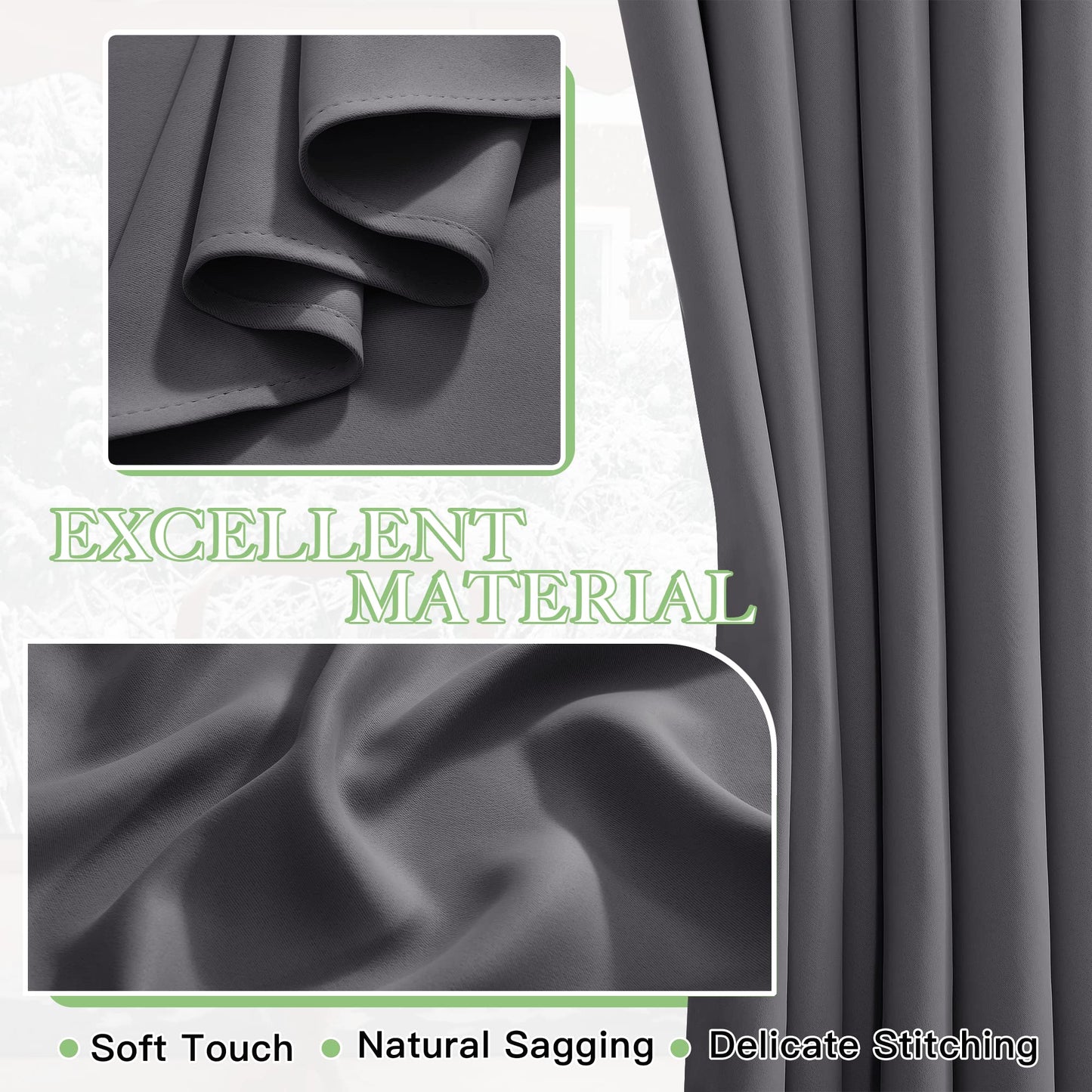 KGORGE Blackout Curtain Grey with Eyelets Door Curtain 200 cm Long - 1 Piece H 200 x W 140 cm Thermal Curtain Front Door Curtains Opaque Living Room Door Curtain Darkening Curtains Blackout
