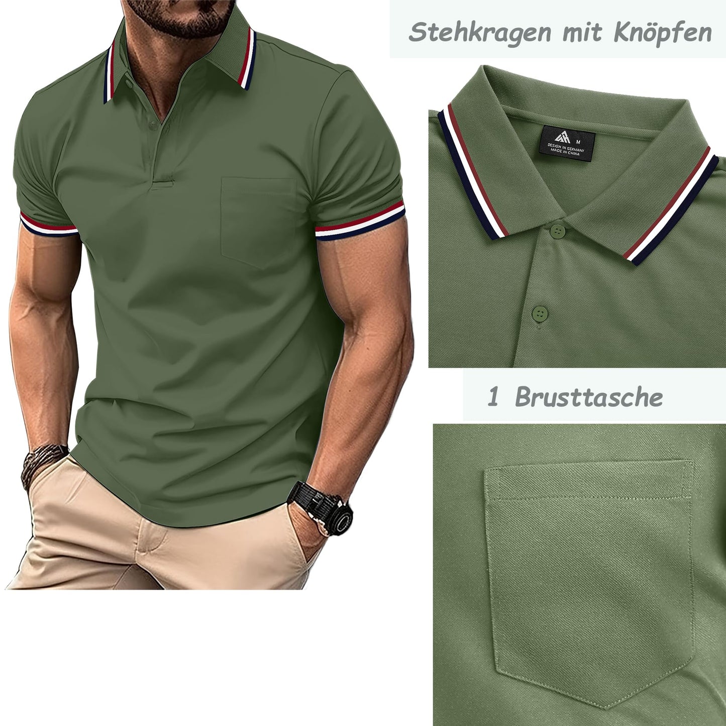 LLdress 3er Pack Poloshirt Herren Kurzarm Atmungsaktiv Poloshirt Set Leichtes Golf Polohemd Schnelltrocknend T Shirt