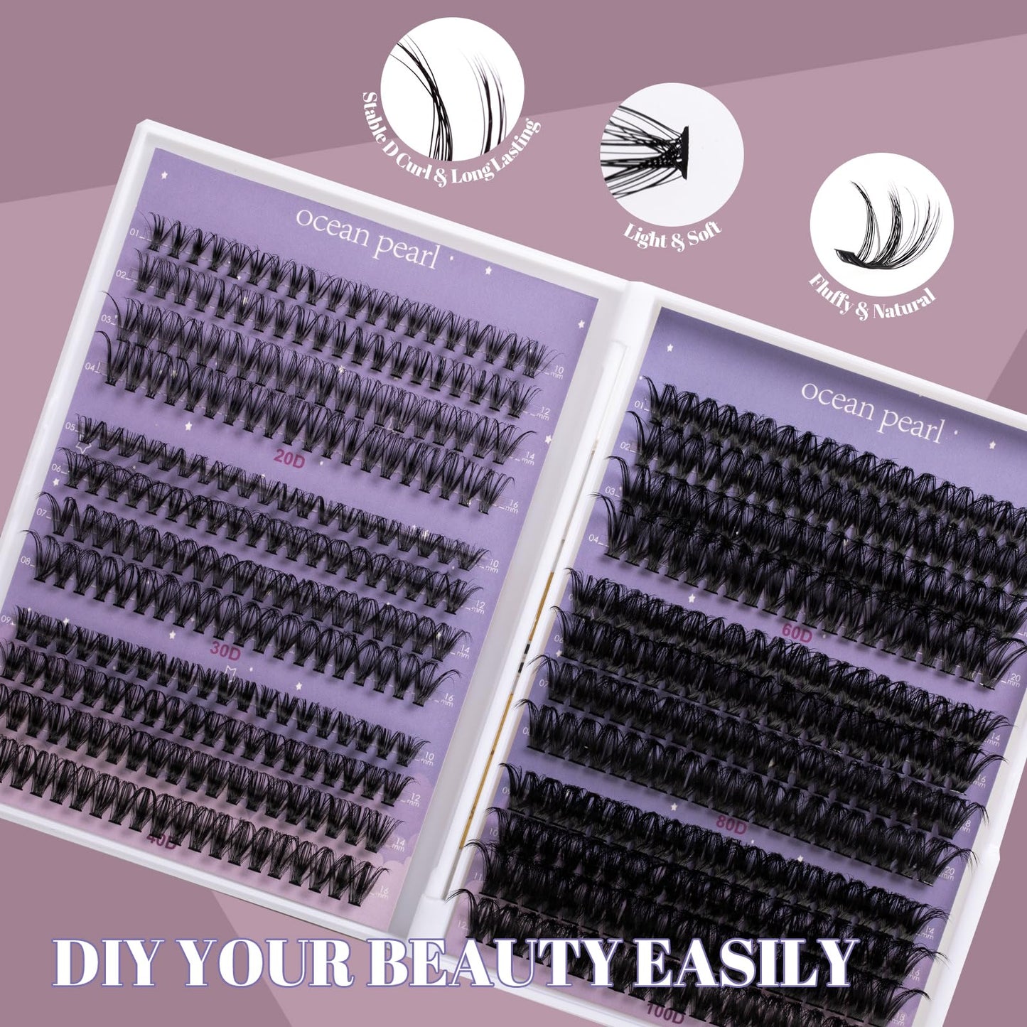 Wimpern Extensions 120 Büschel DIY Lash Extension Set Einzelne Wimpern mit Wimpernkleber und Pinzette für Anfänger Wimpernverlängerung zu Hause Individual Lashes 10-16mm C/D Curl - OP01
