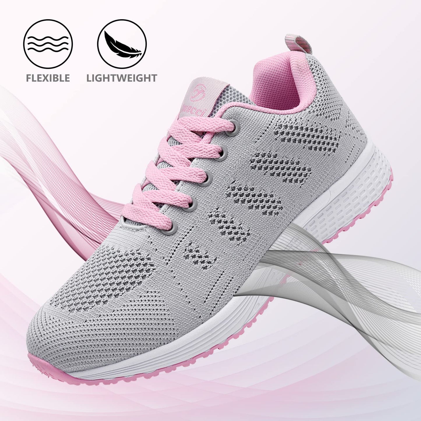 ANBIWANGLUO Damen Turnschuhe Sportliche Laufschuhe Schnürschuhe Atmungsaktive Outdoor Cross Trainer zum Joggen