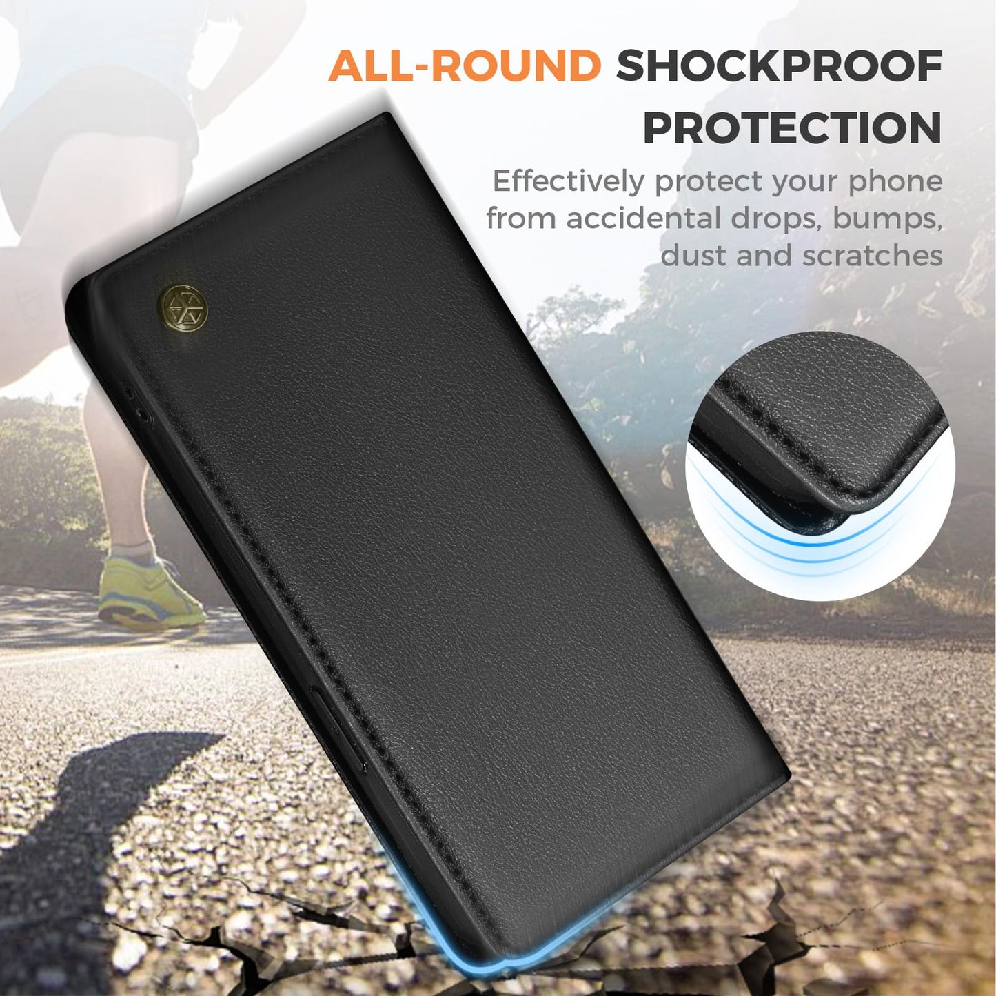 GUCASBE Handyhülle für Samsung Galaxy S24 Ultra Hülle, Premium Lederhülle Klappbar Flip Case RFID Schutzhülle Kartenfach Standfunktion Klapphülle Handytasche für Samsung Galaxy S24 Ultra - Schwarz