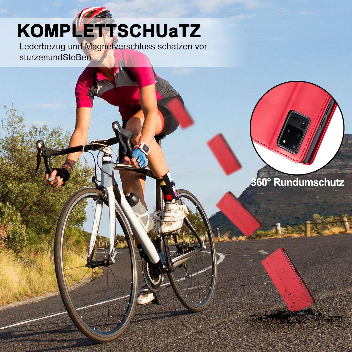 S. Dawezo Hülle für Samsung Galaxy S22 Plus, Premium Leder magnetische Handyhülle mit Ständer, Kartenfach und Brieftasche, Shock Absorbing, kompatibel mit Samsung S22 Plus-Kaffee