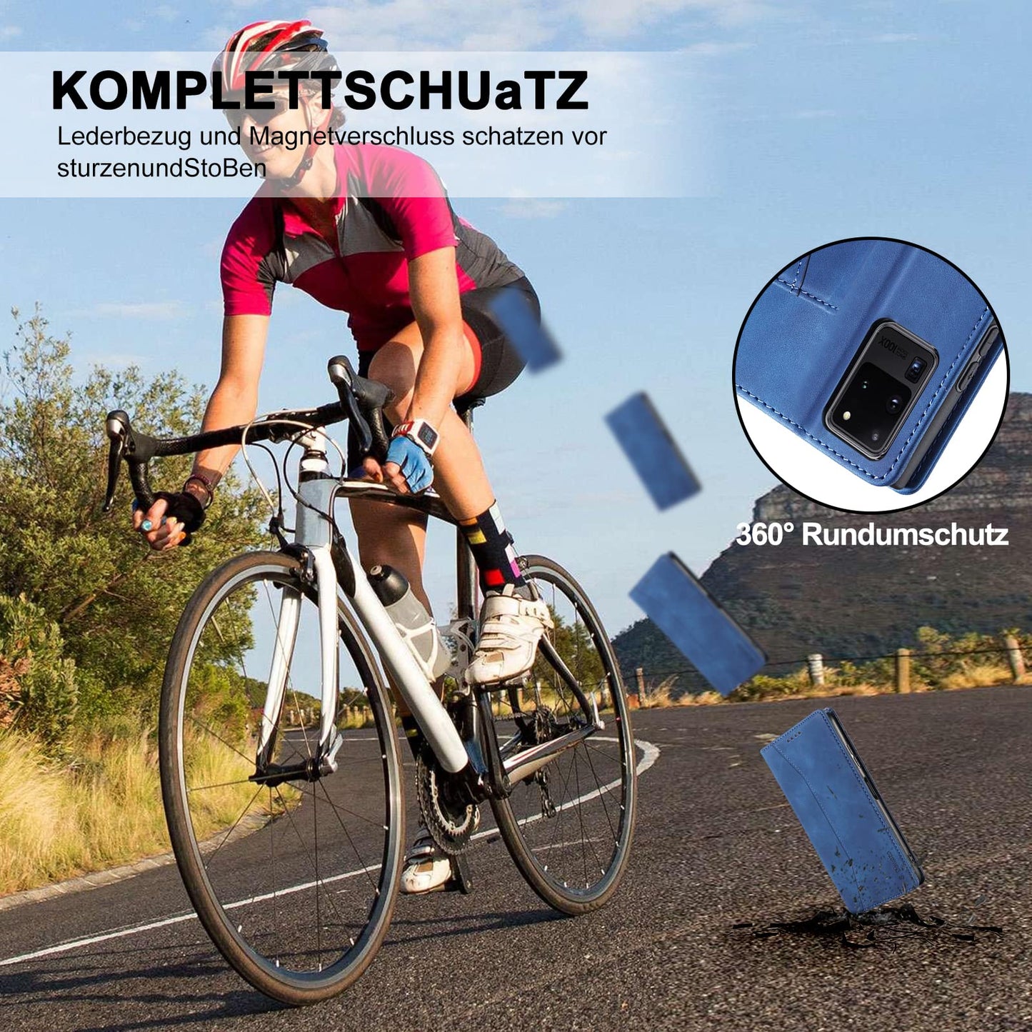 S. Dawezo Hülle für Samsung Galaxy S22 Plus, Premium Leder magnetische Handyhülle mit Ständer, Kartenfach und Brieftasche, Shock Absorbing, kompatibel mit Samsung S22 Plus-Kaffee