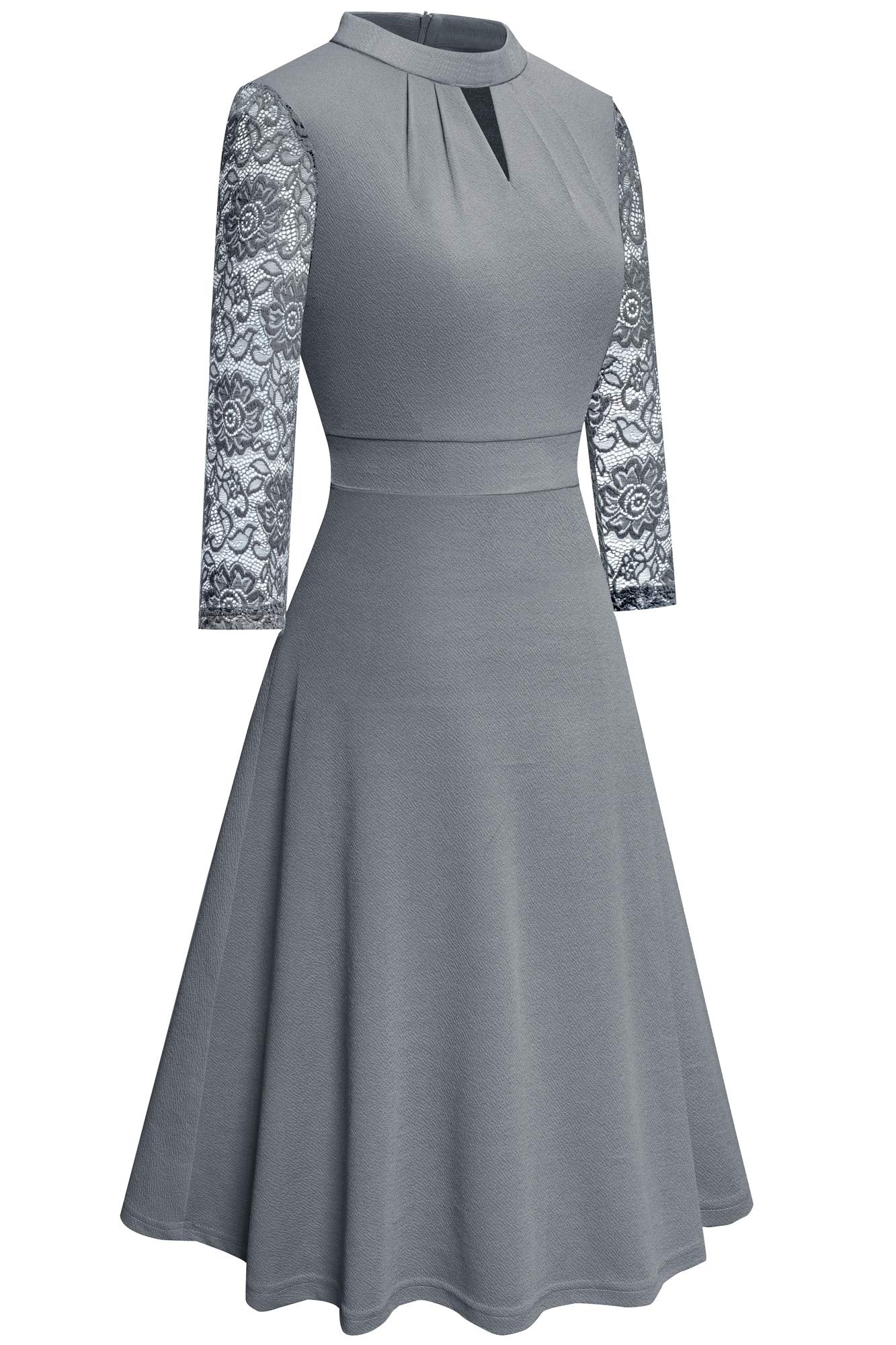 HOMEYEE Damen Elegant Hollow Out Spitze Swing Retro Party Cocktailkleid A234