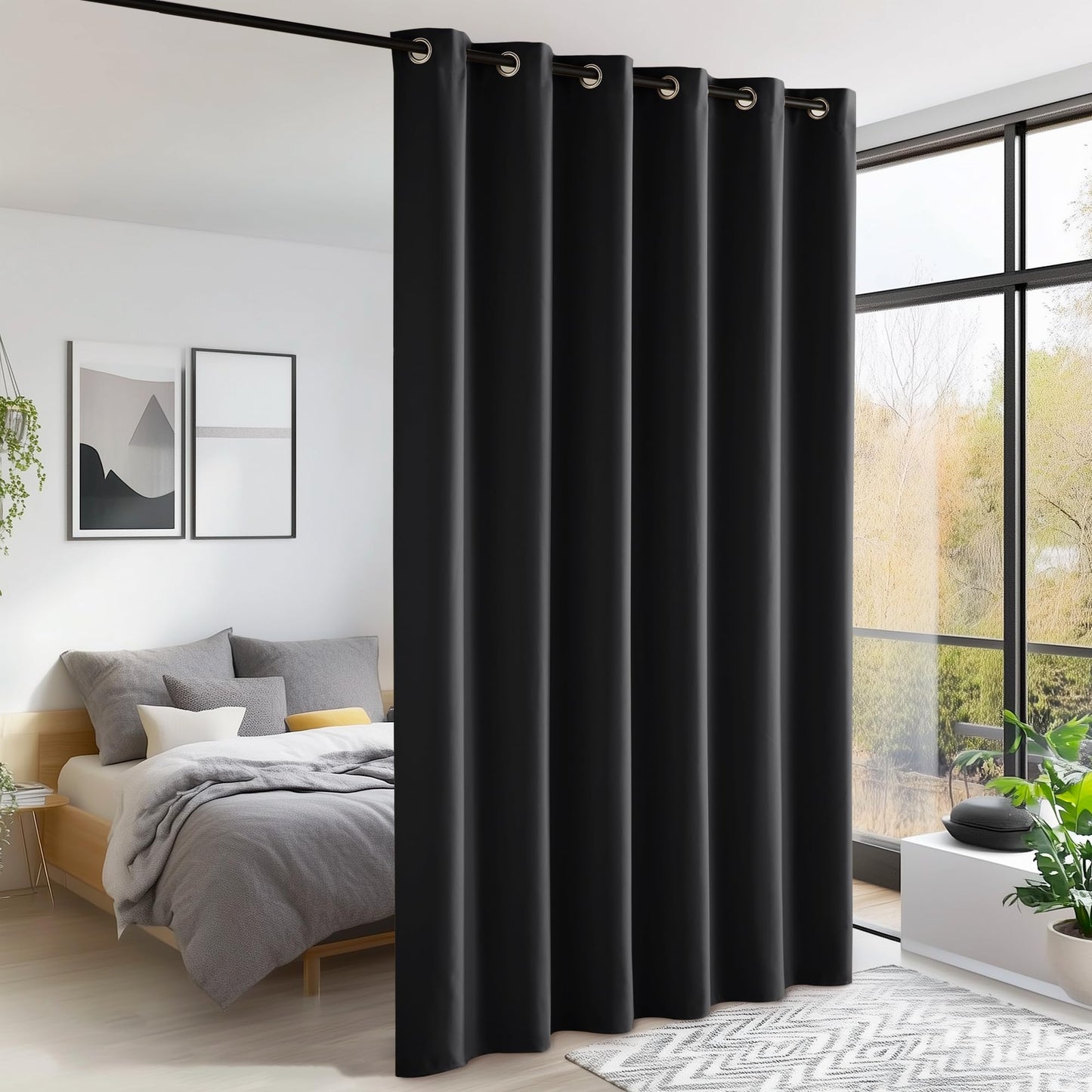 KGORGE Blackout Curtain Grey with Eyelets Door Curtain 200 cm Long - 1 Piece H 200 x W 140 cm Thermal Curtain Front Door Curtains Opaque Living Room Door Curtain Darkening Curtains Blackout