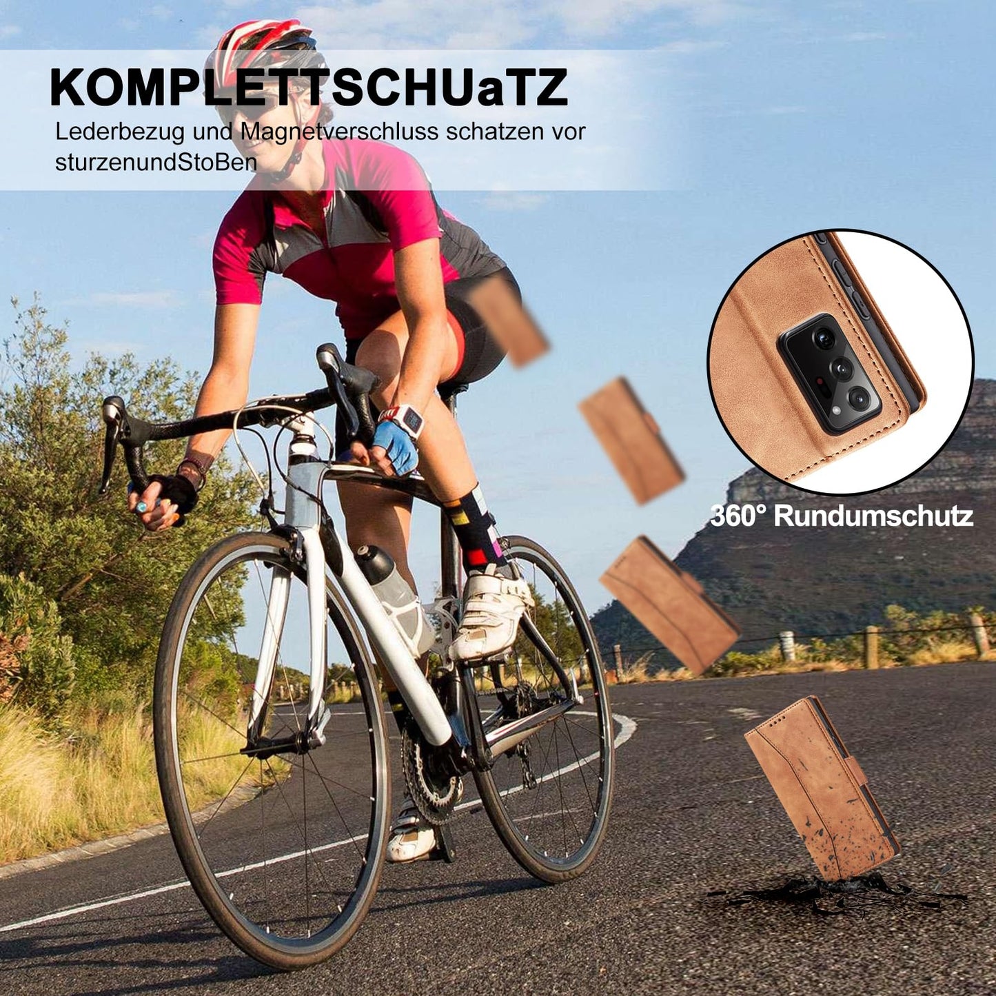 S. Dawezo Hülle für Samsung Galaxy S22 Plus, Premium Leder magnetische Handyhülle mit Ständer, Kartenfach und Brieftasche, Shock Absorbing, kompatibel mit Samsung S22 Plus-Kaffee