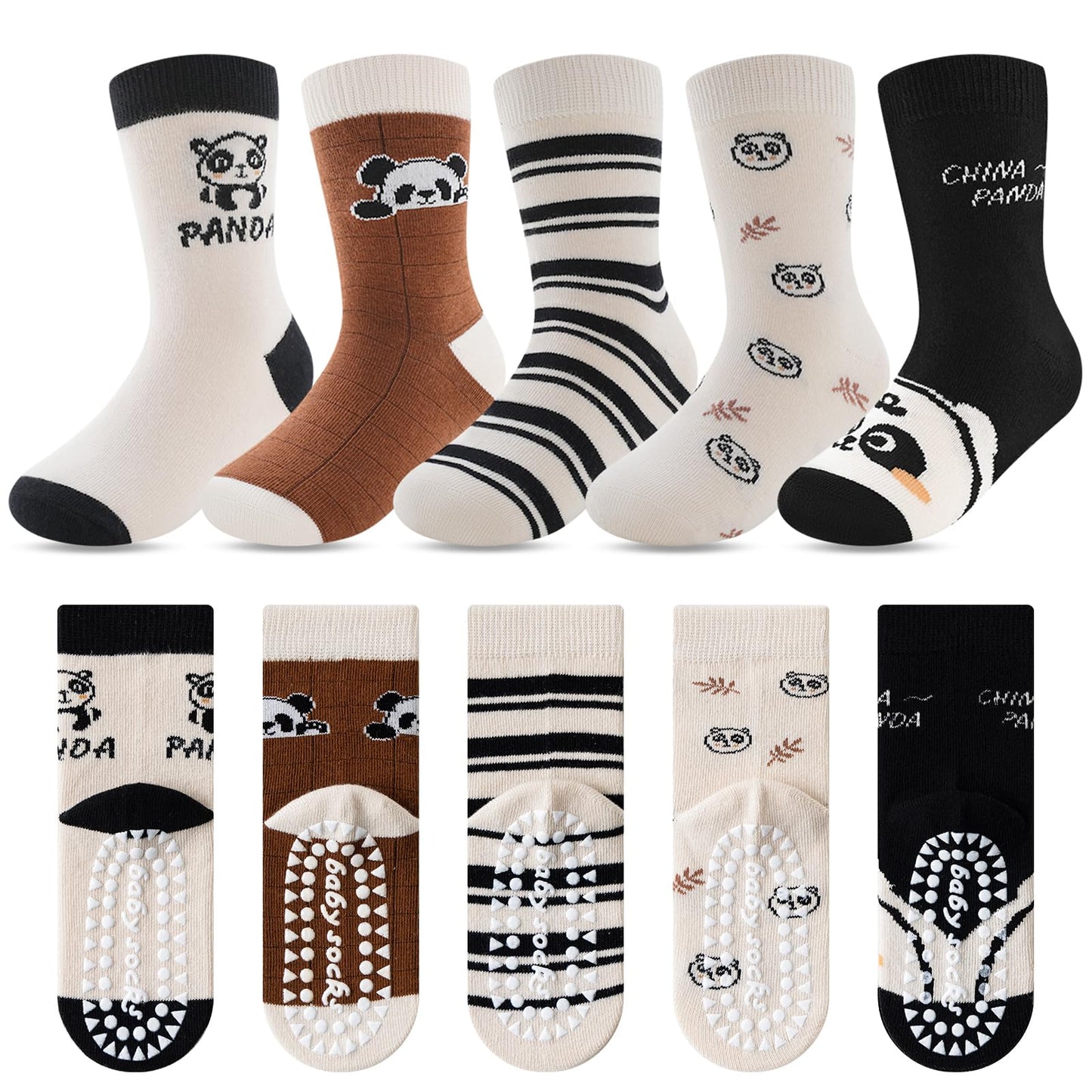Kyopp 5 Paar Stoppersocken Kinder Baumwolle Socken Jungen Mädchen ABS Anti Rutsch Socken Tiermotive 25-37EU