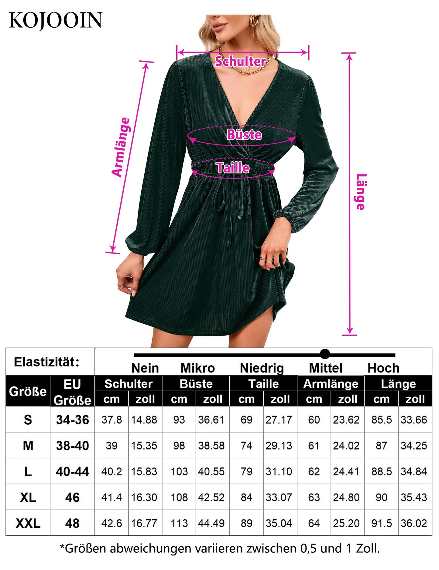 KOJOOIN Damen Samtkleid Causal Velvet Retro Kleid Elegant Abendkleid Sexy V Ausschnitt Partykleid Cocktailkleid Winterkleid(MEHRWEG-Verpackung)