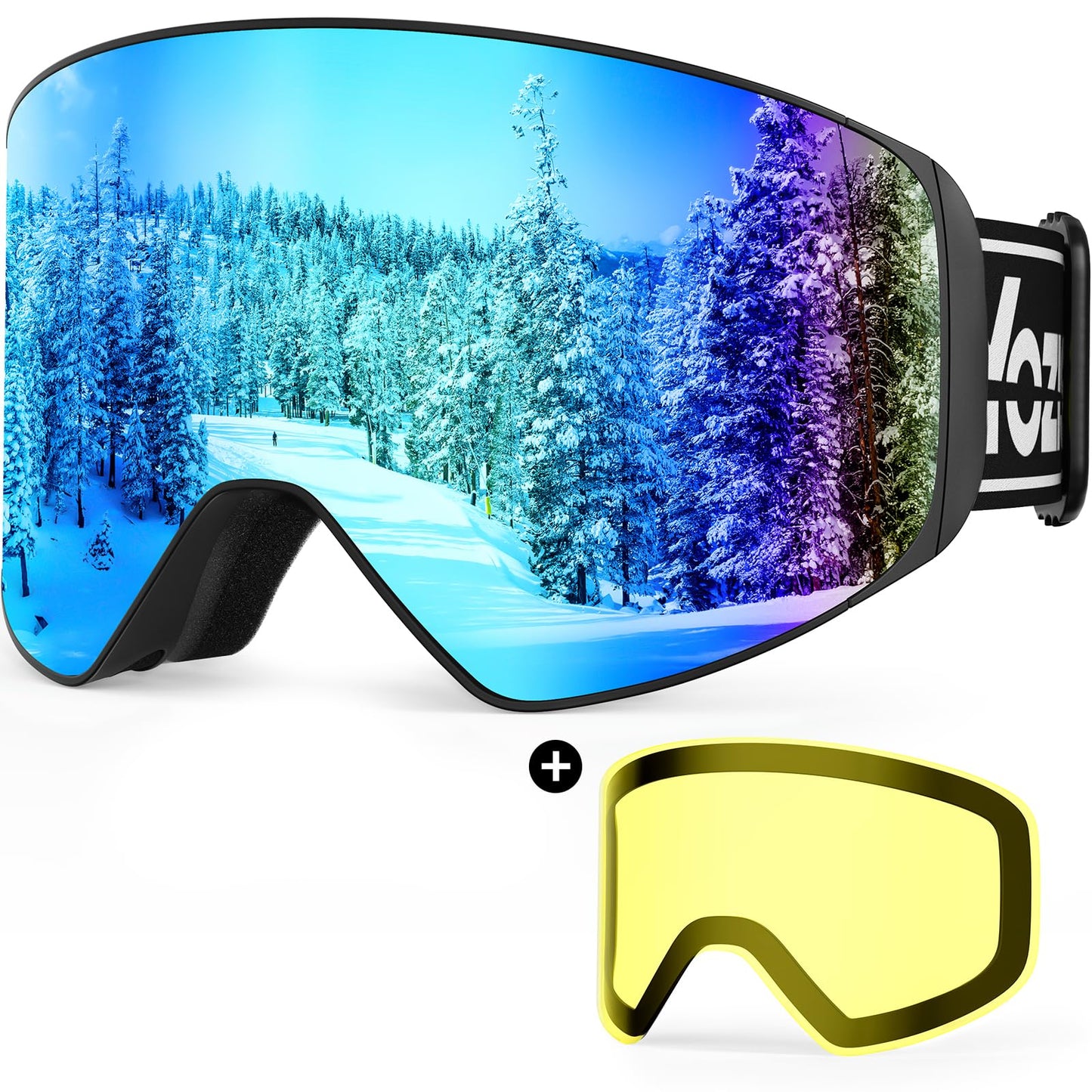 YOZISS OTG Ski Goggles for Men and Women, Magnetic Snowboard Goggles Anti-Fog & 100% UV Protection, OTG Ski Goggles Snow Goggles for Skiing & Winter Sports