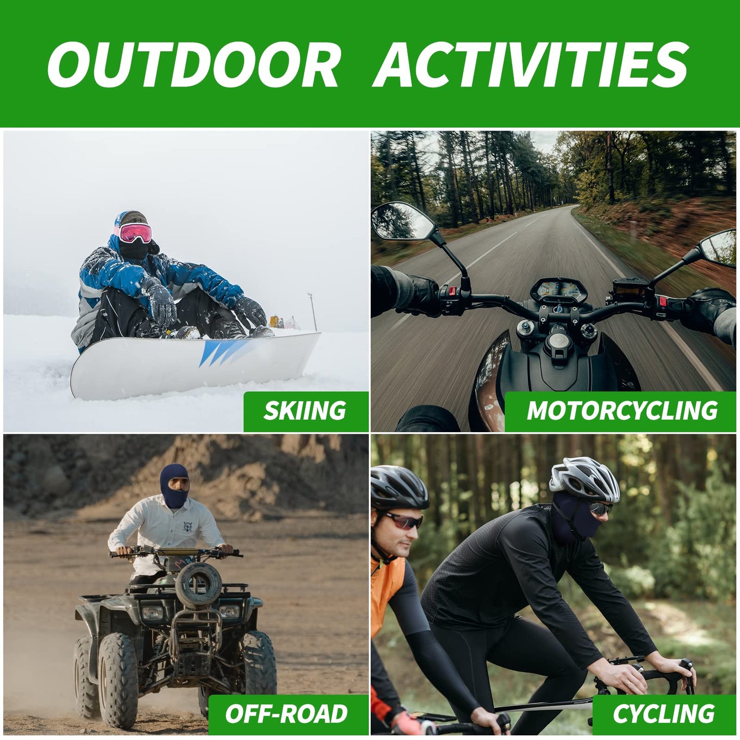 LONGKING Sturmhauben,Skimaske,Balaclava für Damen und Herren–UV-Schutz,Winddicht Warm,Motorradfahren,Snowboarden für Radfahren Outdoor Sports