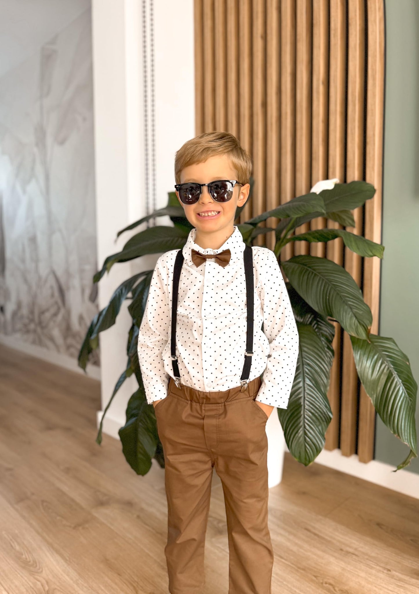 Volunboy Baby Jungen Anzug Set Bekleidung Hemd mit Fliege + Hosenträger Hosen Strampler Anzug