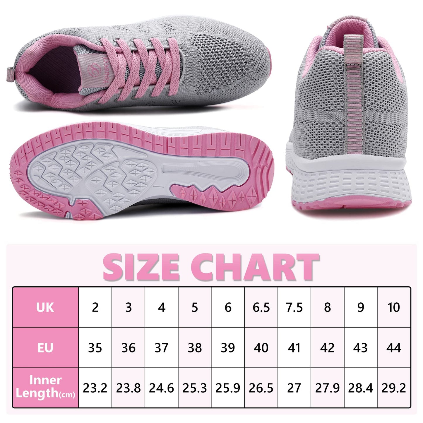 ANBIWANGLUO Damen Turnschuhe Sportliche Laufschuhe Schnürschuhe Atmungsaktive Outdoor Cross Trainer zum Joggen