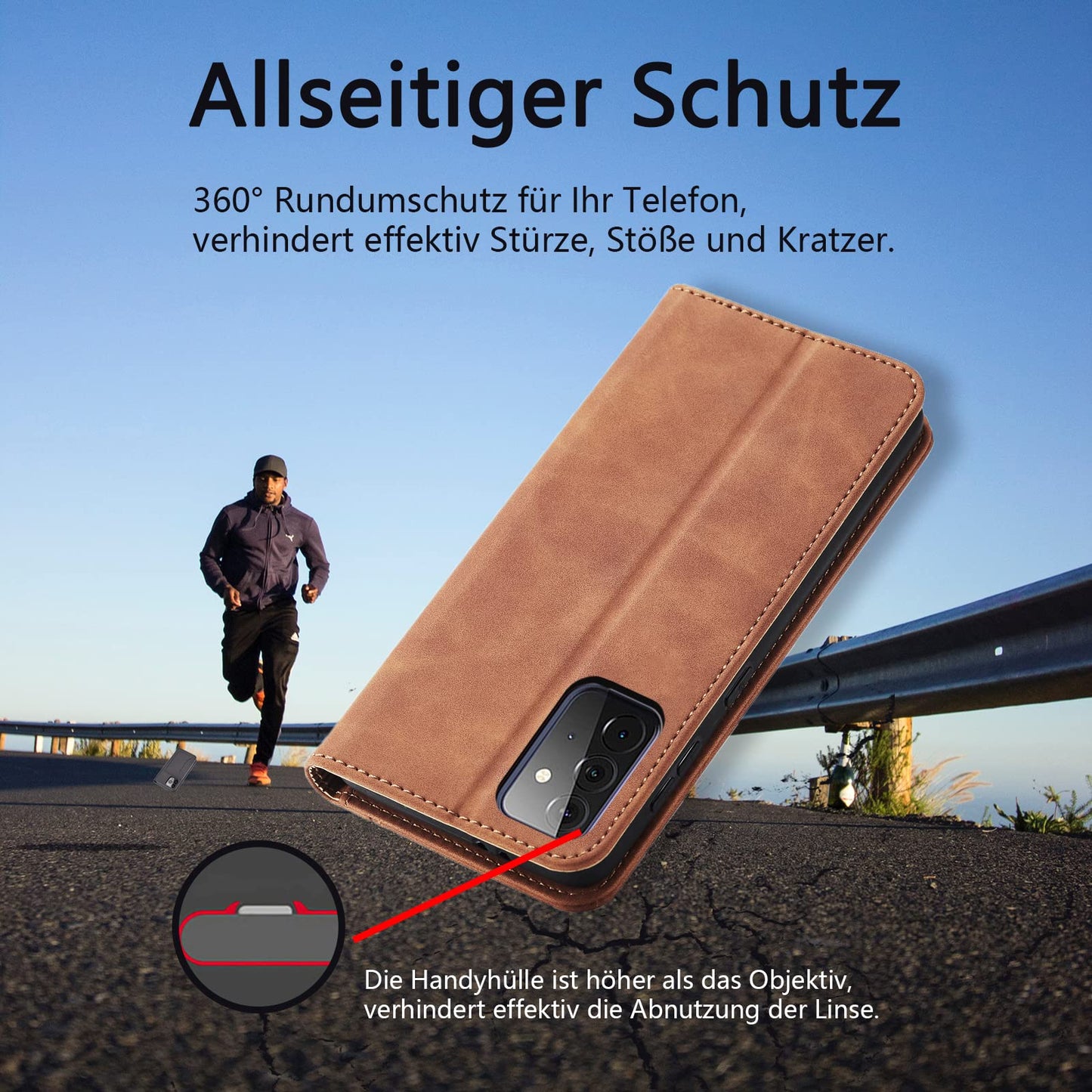 S. Dawezo Hülle für Samsung Galaxy S22 Plus, Premium Leder magnetische Handyhülle mit Ständer, Kartenfach und Brieftasche, Shock Absorbing, kompatibel mit Samsung S22 Plus-Kaffee