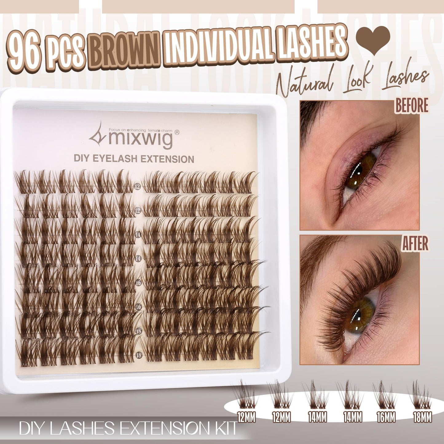 Wimpern Extensions Set Künstliche Wimpern Natürliche DIY Wimpernverlängerung Cluster Wimpern 16MM Individuelle Lashes Kit 40D Nerz Wimpern Fluffy mit Lash Bond und Seal Lash Tweezers